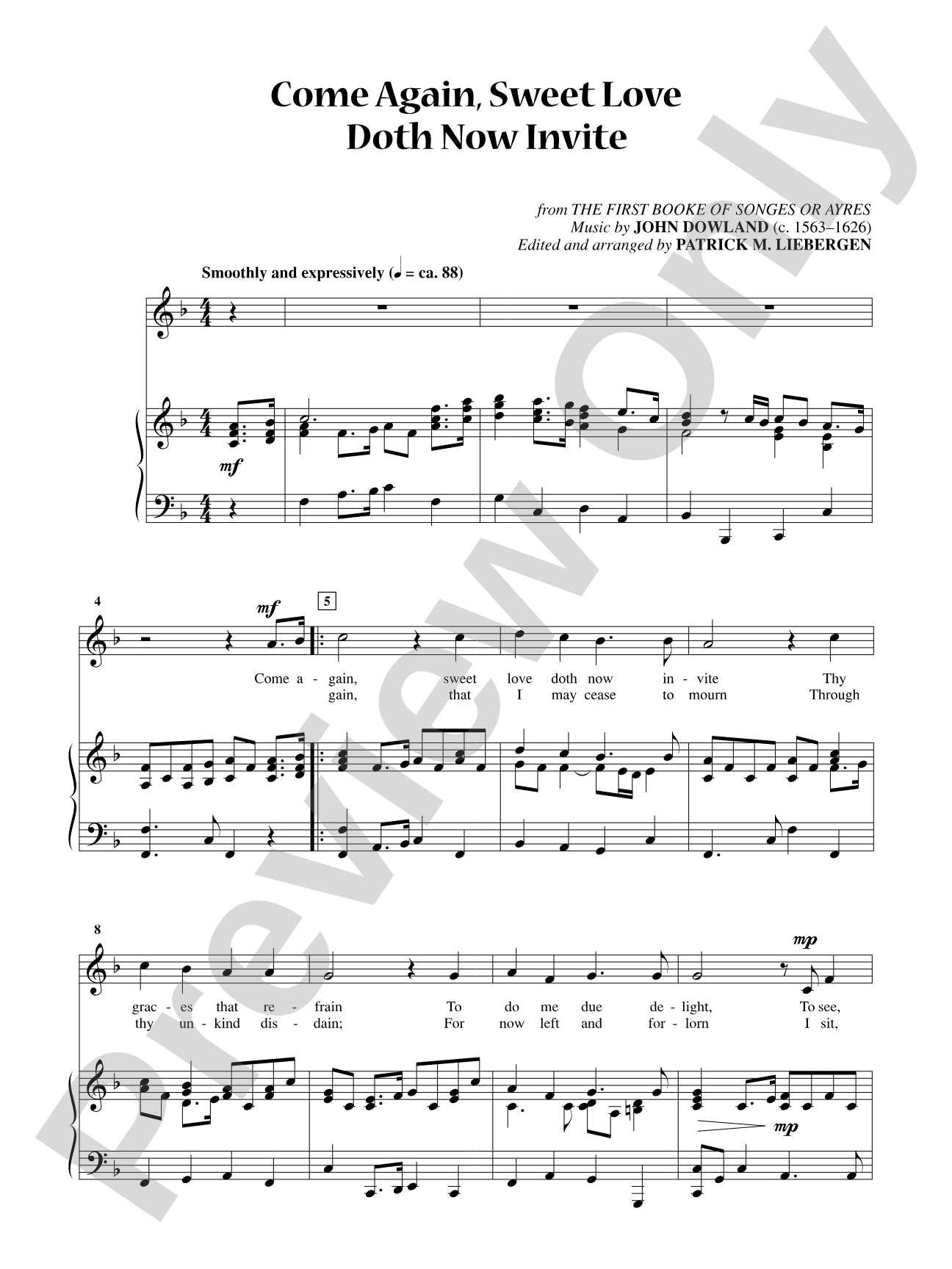 Come Again, Sweet Love Doth Now Invite [Medium Voice]: Vocal