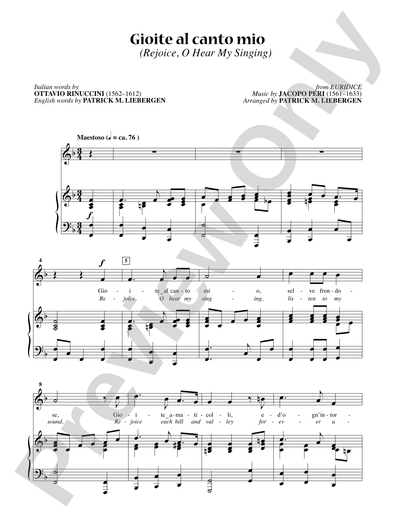 Gioite Al Canto Mio (Rejoice, O Hear My Singing) [Medium Voice]: Vocal