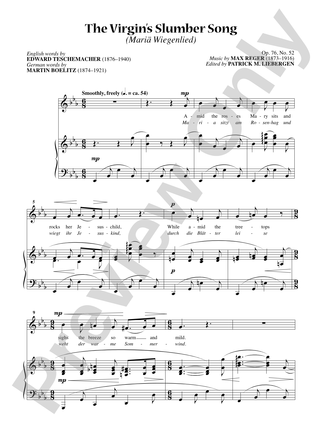 The Virgin's Slumber Song (Maria Wiegenlied) [Medium Voice]: Vocal