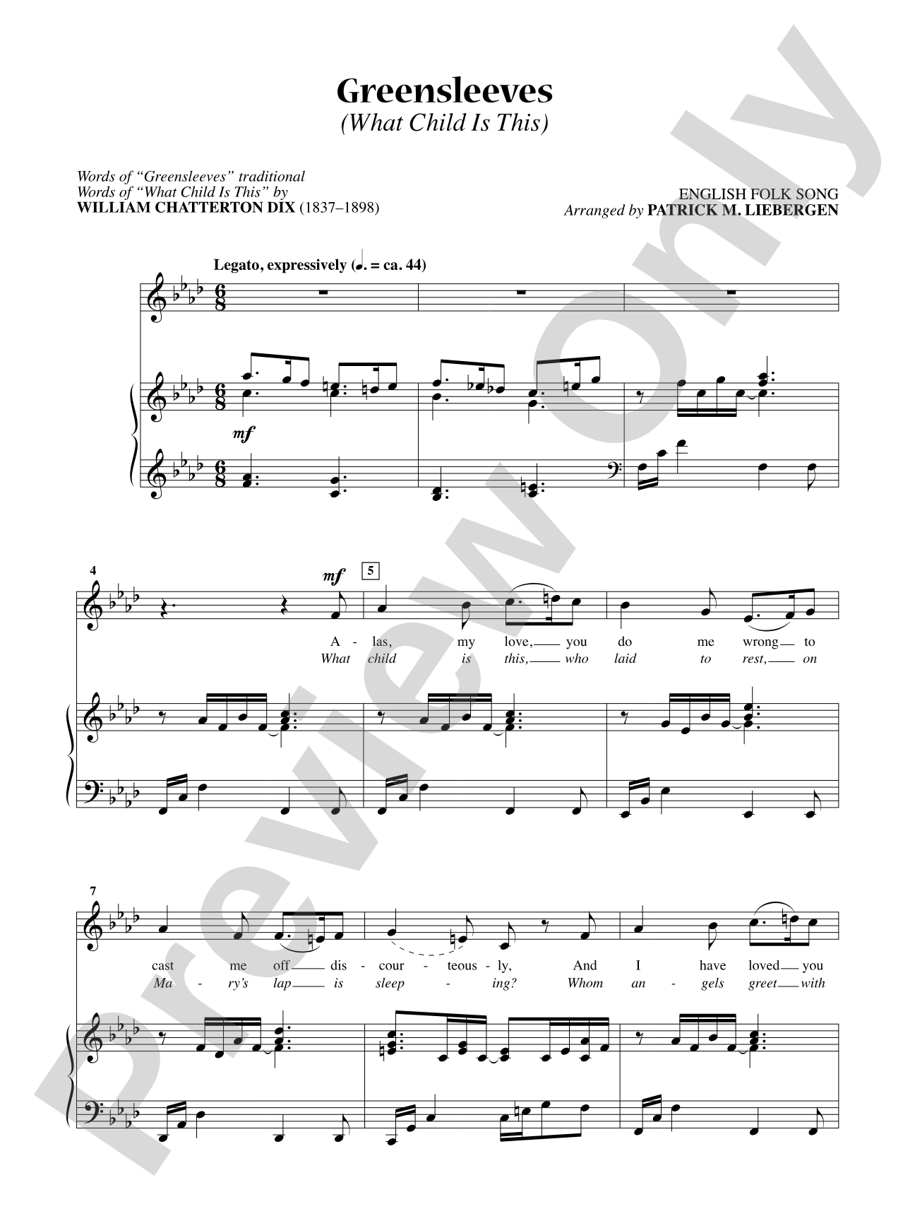 Greensleeves (What Child Is This) [Medium Voice]: Vocal