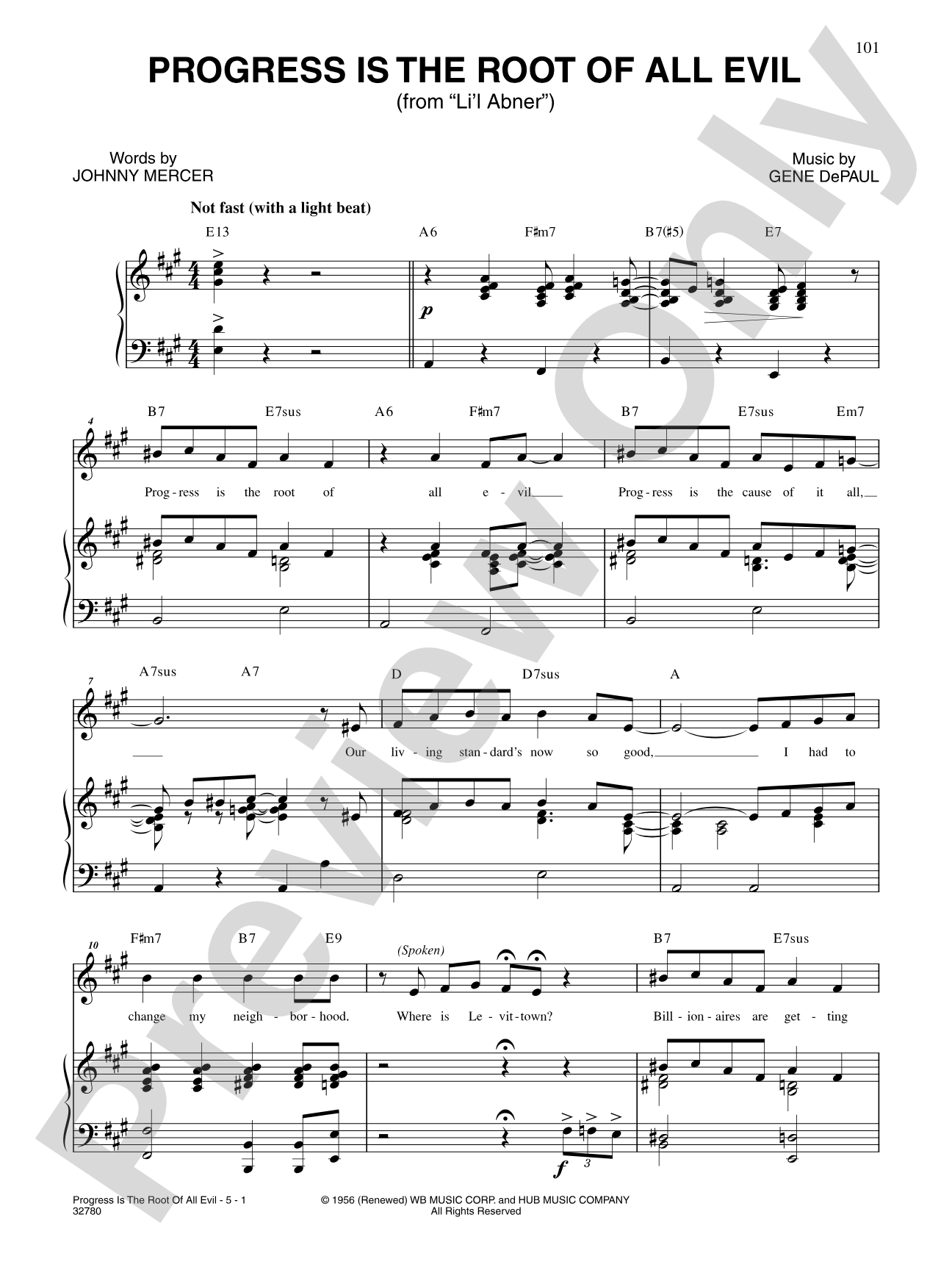Progress Is the Root of All Evil (From "Li'l Abner"): Piano/Vocal/Chords