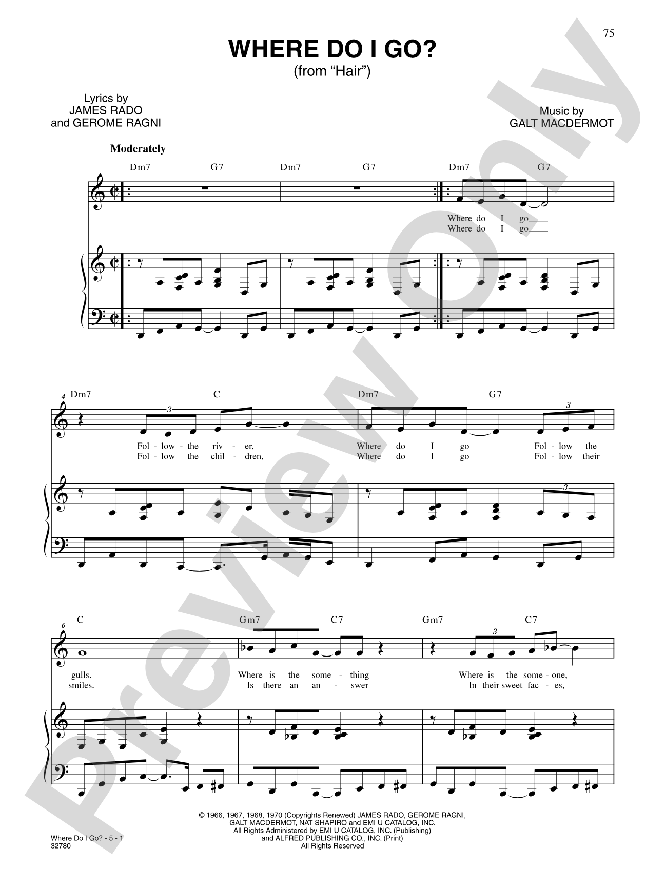 Where Do I Go (From "Hair"): Piano/Vocal/Chords