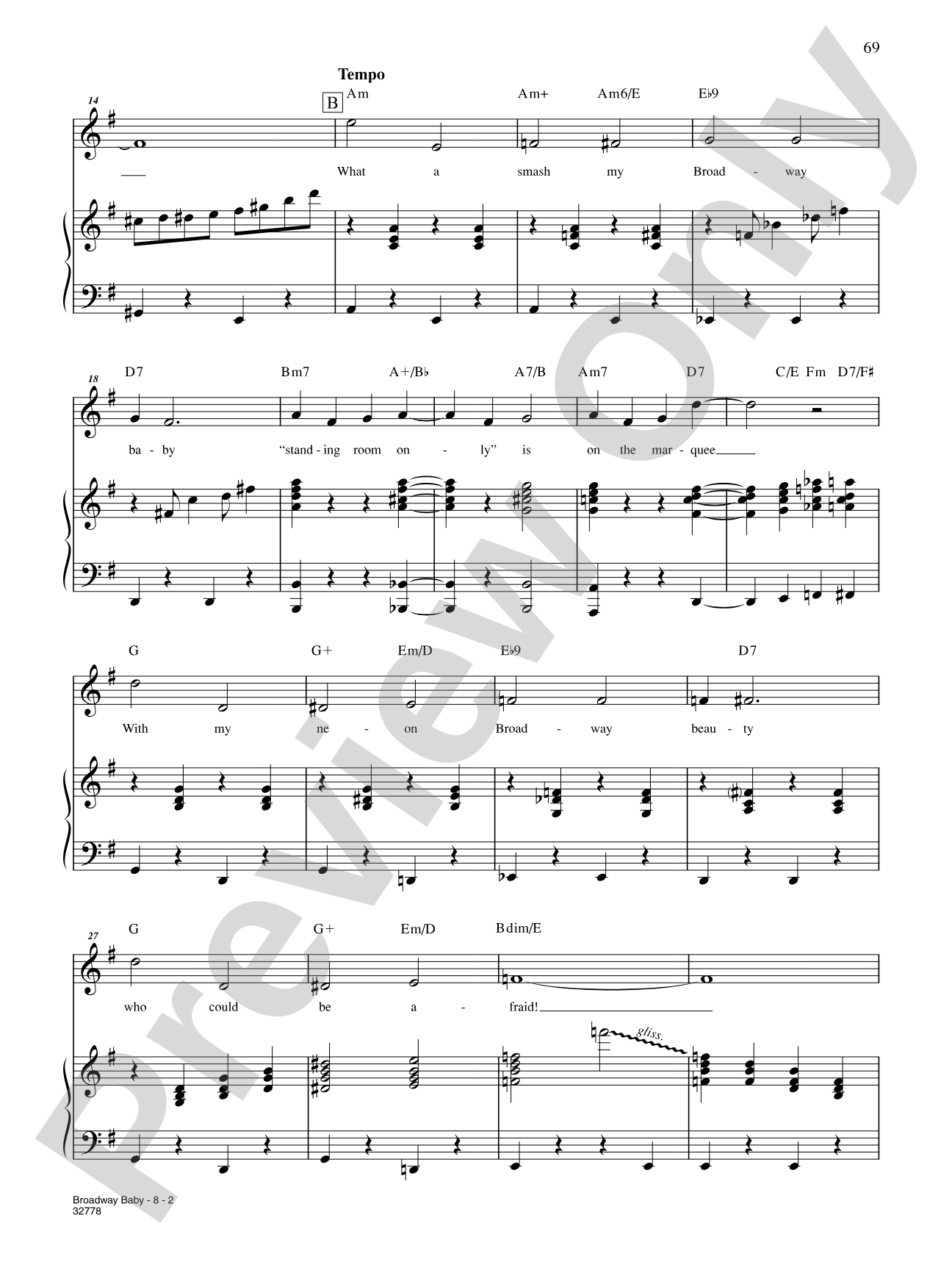 Broadway Baby (From "Dames at Sea"): Piano/Vocal/Chords