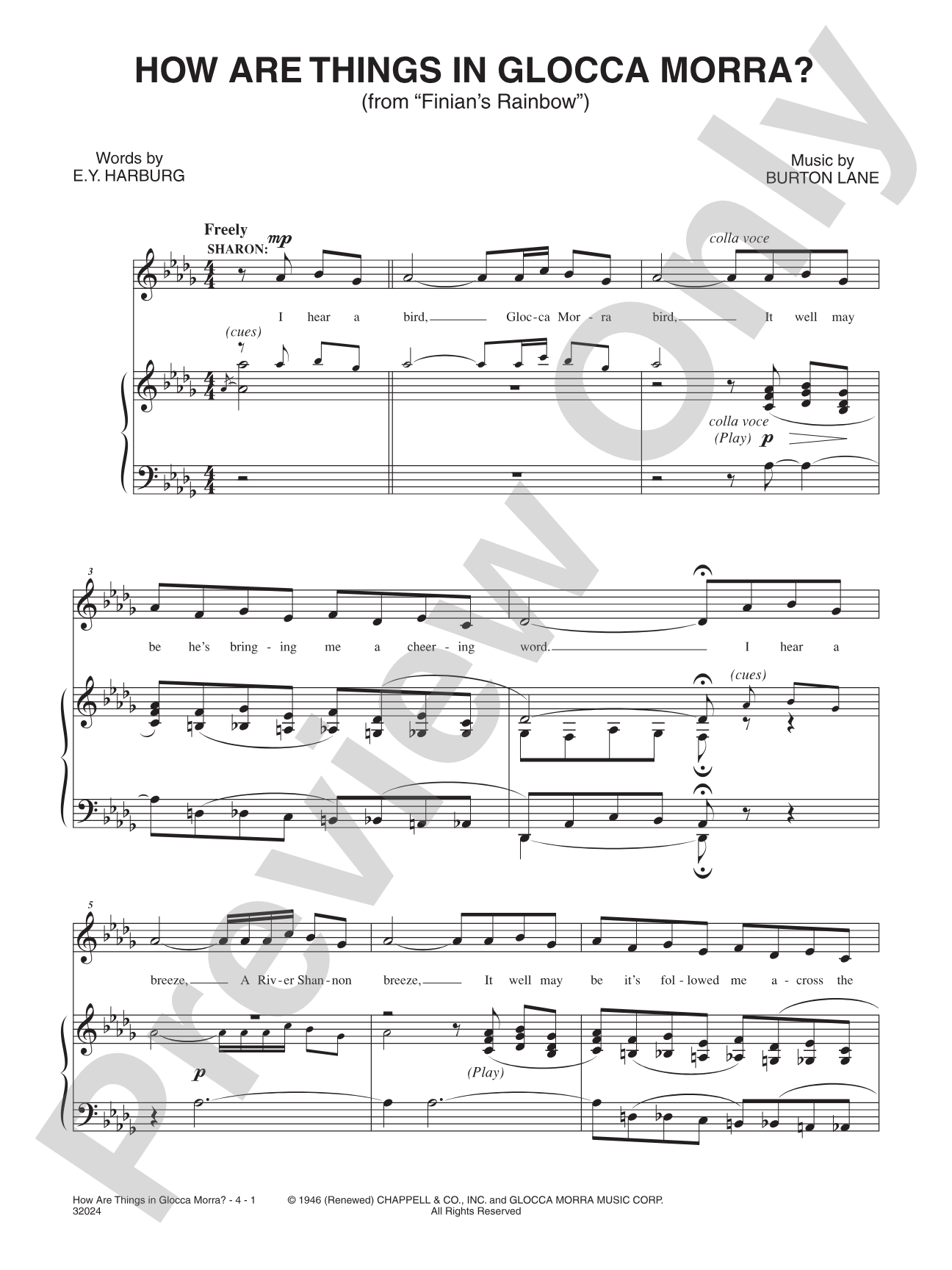 How Are Things in Glocca Morra (From "Finian's Rainbow"): Piano/Vocal/Chords