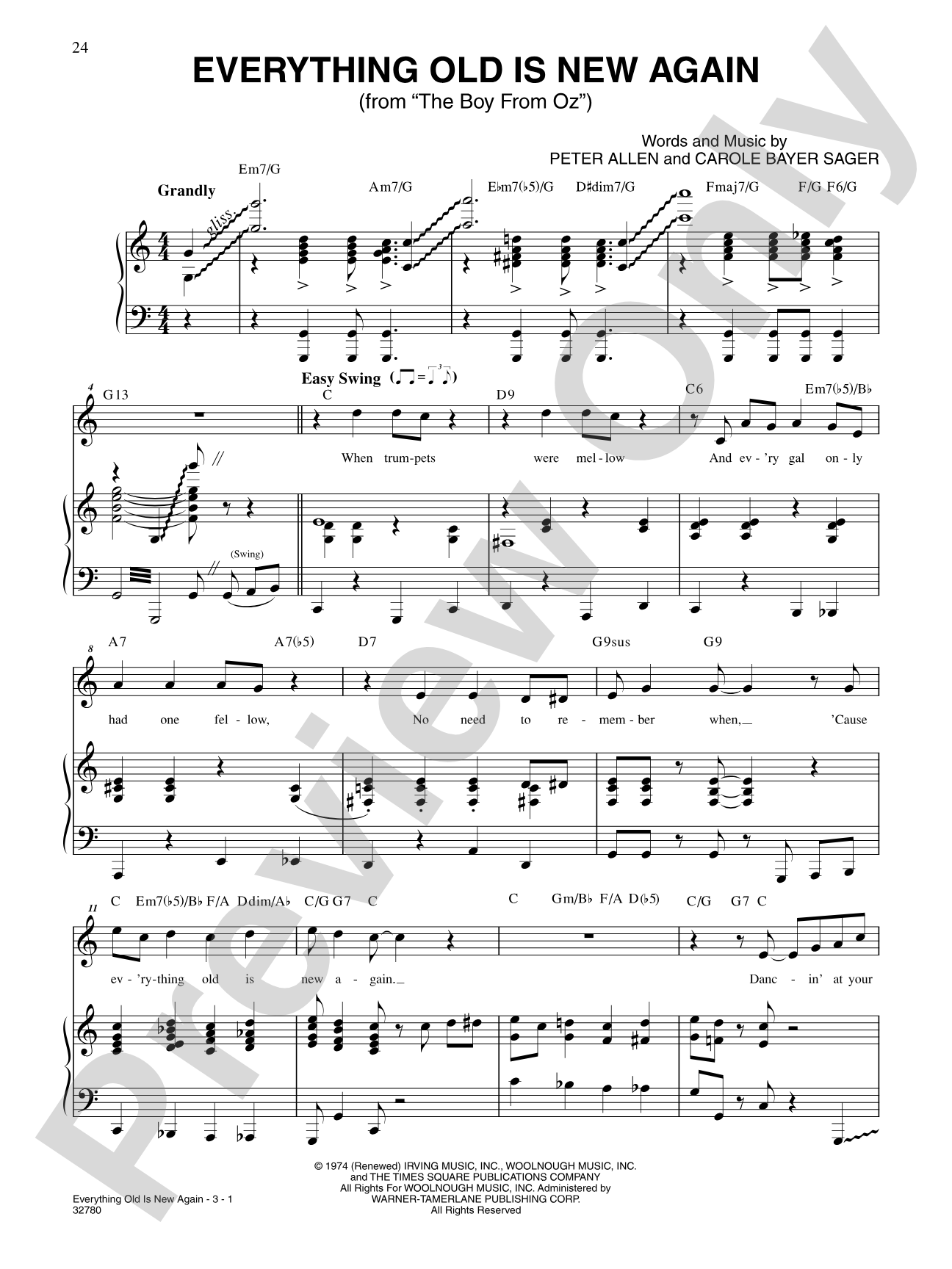 Everything Old Is New Again (From "the Boy from Oz"): Piano/Vocal/Chords