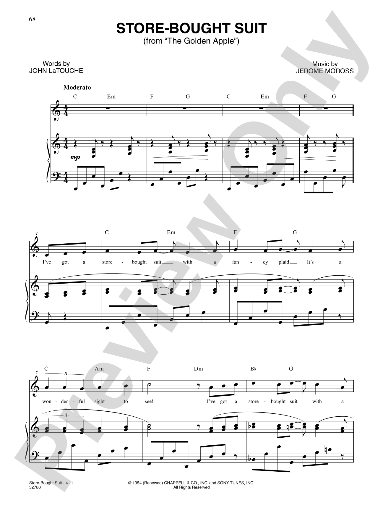 Store-Bought Suit (From "The Golden Apple"): Piano/Vocal/Chords