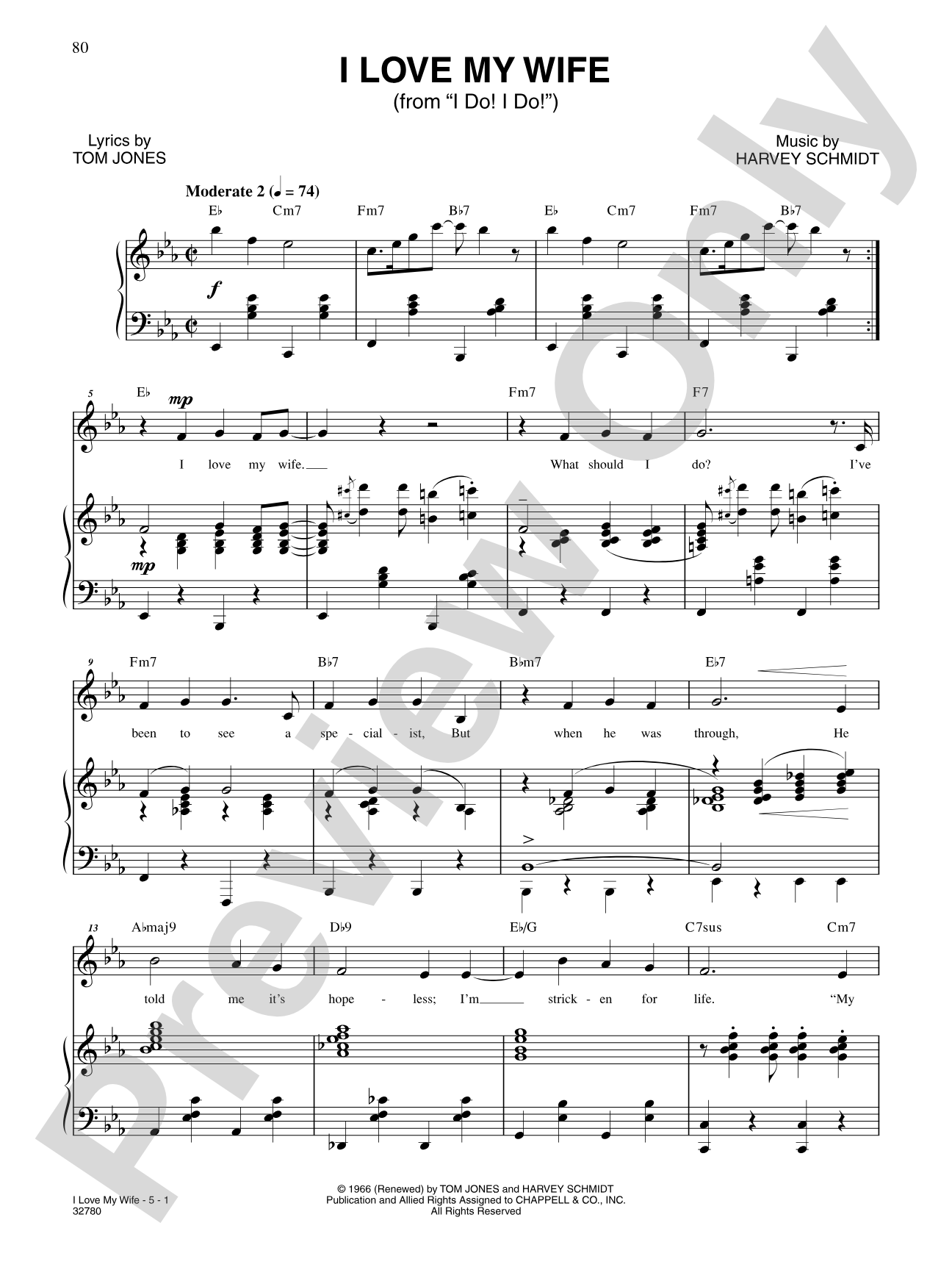 I Love My Wife (From "I Do, I Do"): Piano/Vocal/Chords