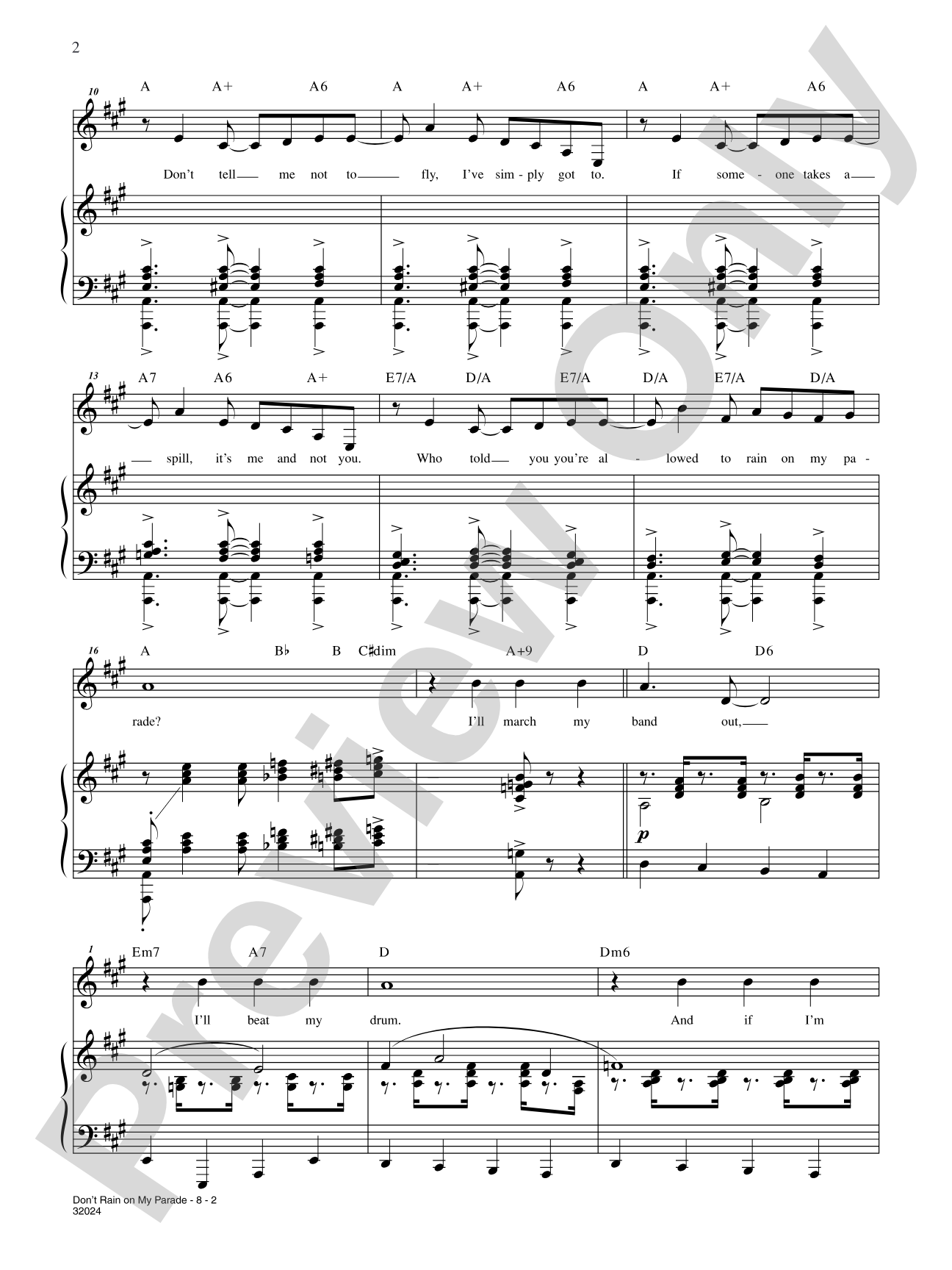 Don't Rain on My Parade (From "Funny Girl"): Piano/Vocal/Chords