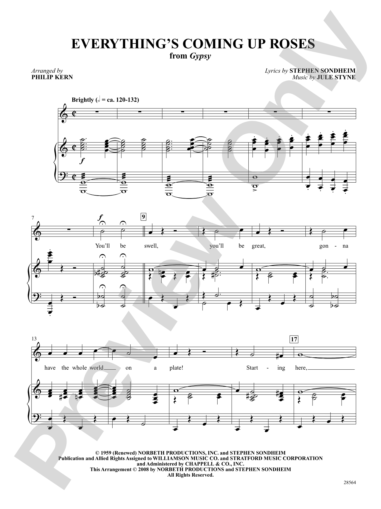 Everything's Coming up Roses (From "Gypsy"): Piano/Vocal/Chords