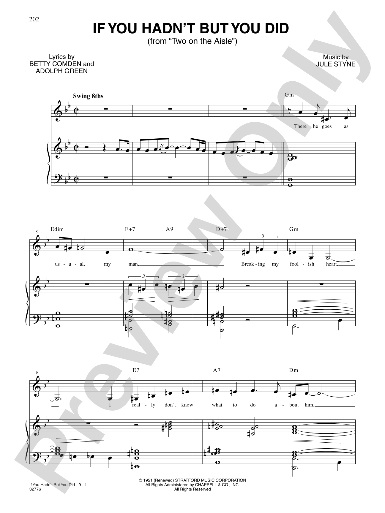 If You Hadn't but You Did (From "Two on the Aisle"): Piano/Vocal/Chords