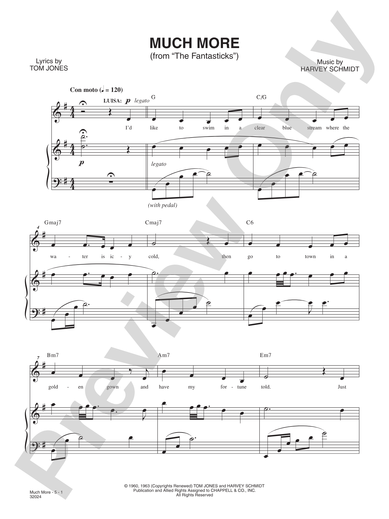 Much More (From "the Fantasticks"): Piano/Vocal/Chords