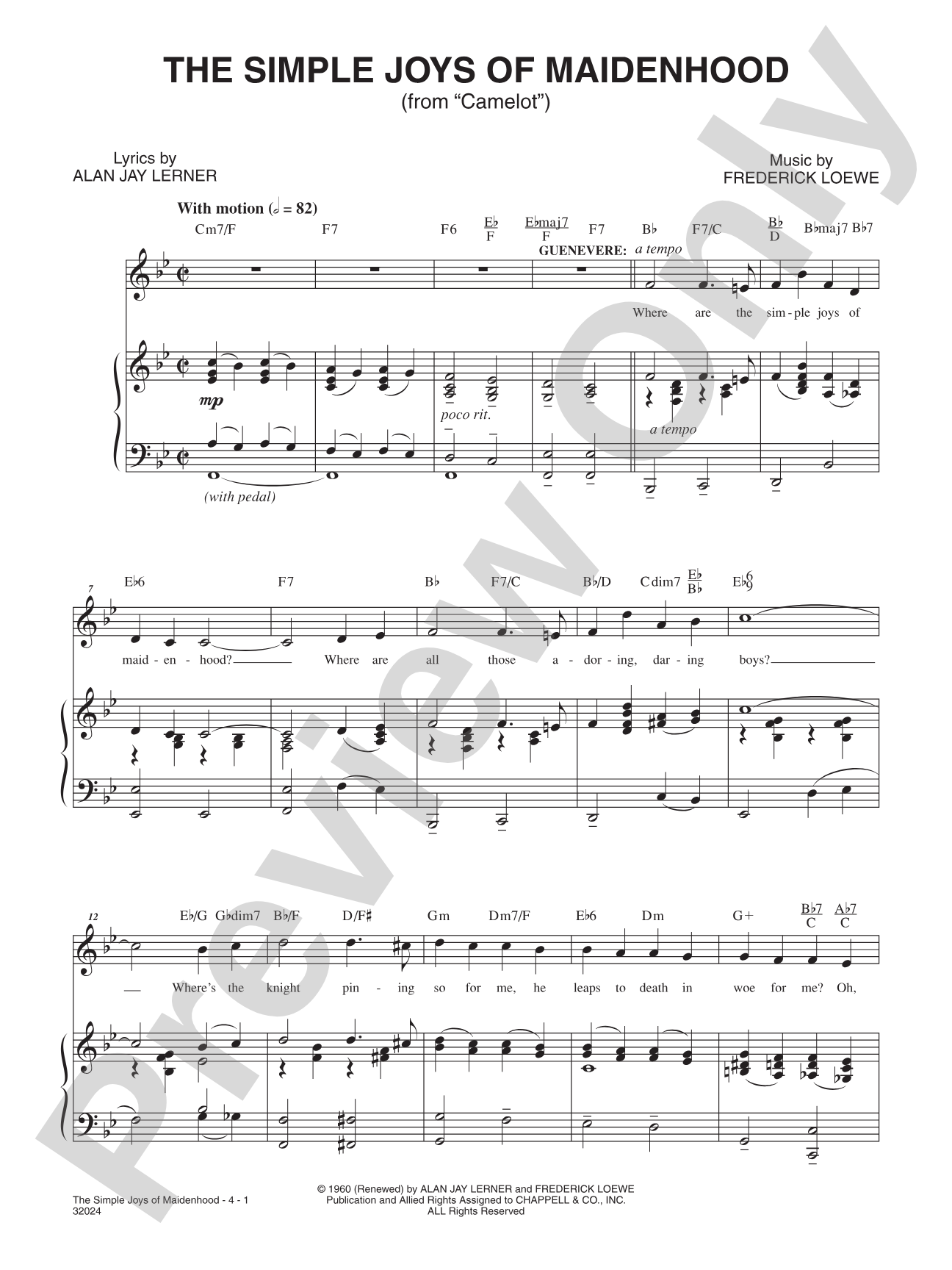 The Simple Joys of Maidenhood (From "Camelot"): Piano/Vocal/Chords
