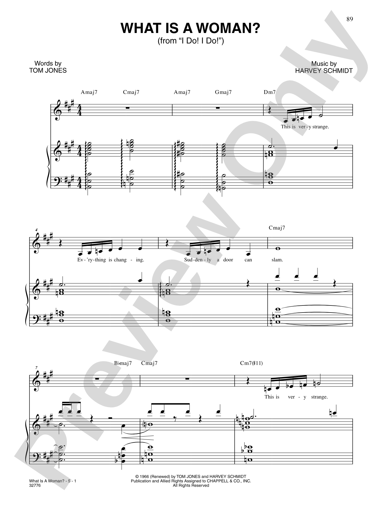 What Is a Woman? (From "I Do, I Do"): Piano/Vocal/Chords
