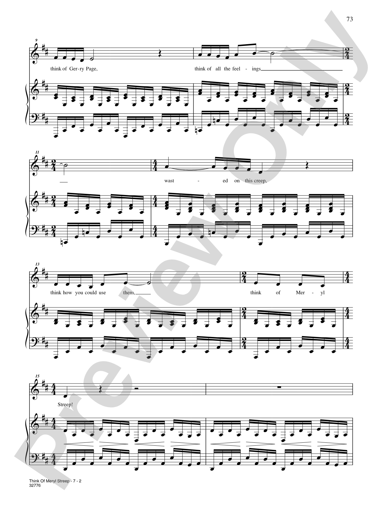 Think of Meryl Streep (From "Fame-the Musical"): Piano/Vocal/Chords