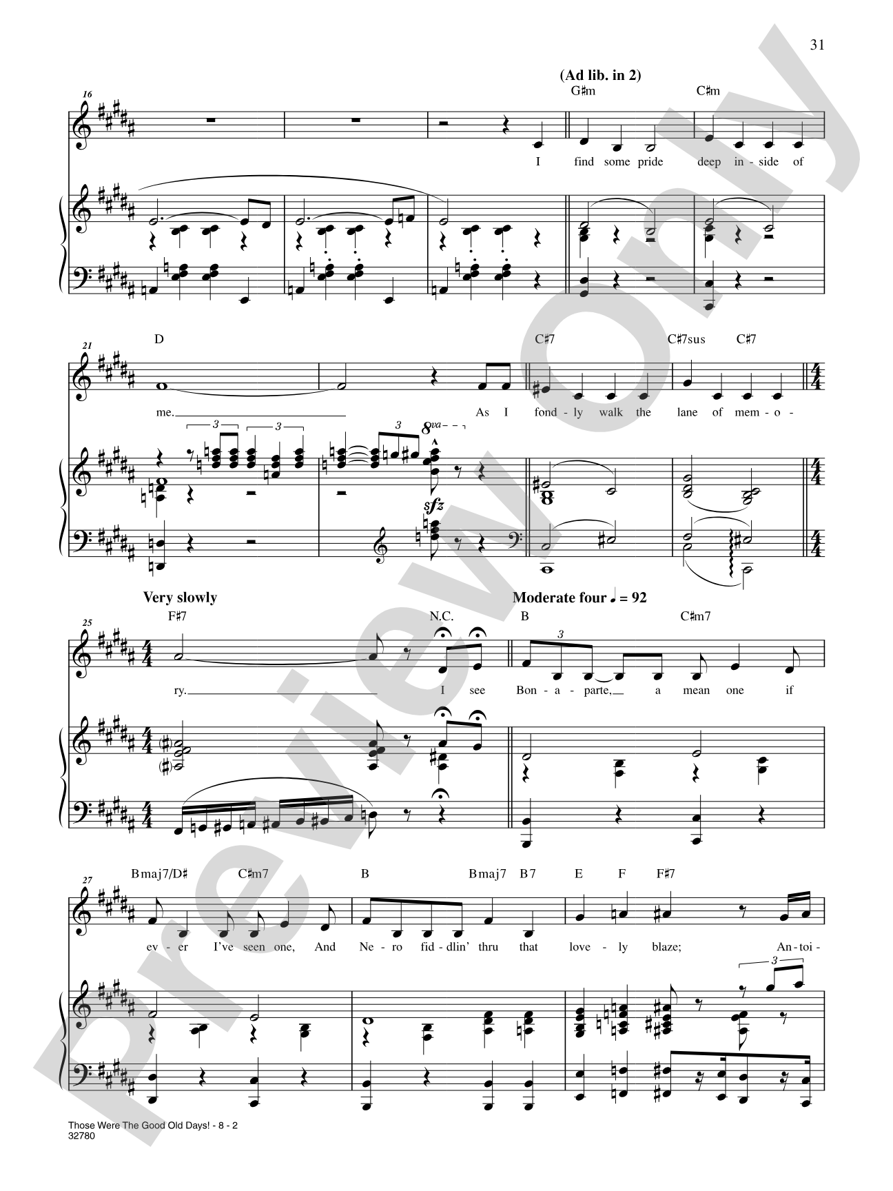 Those Were the Good Old Days (From "Damn Yankees"): Piano/Vocal/Chords