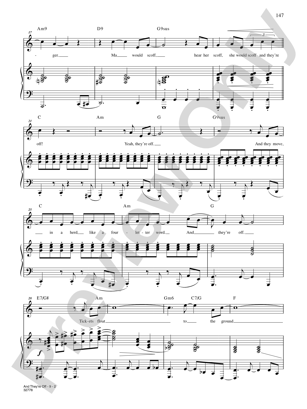 And They're Off (From "A New Brain"): Piano/Vocal/Chords