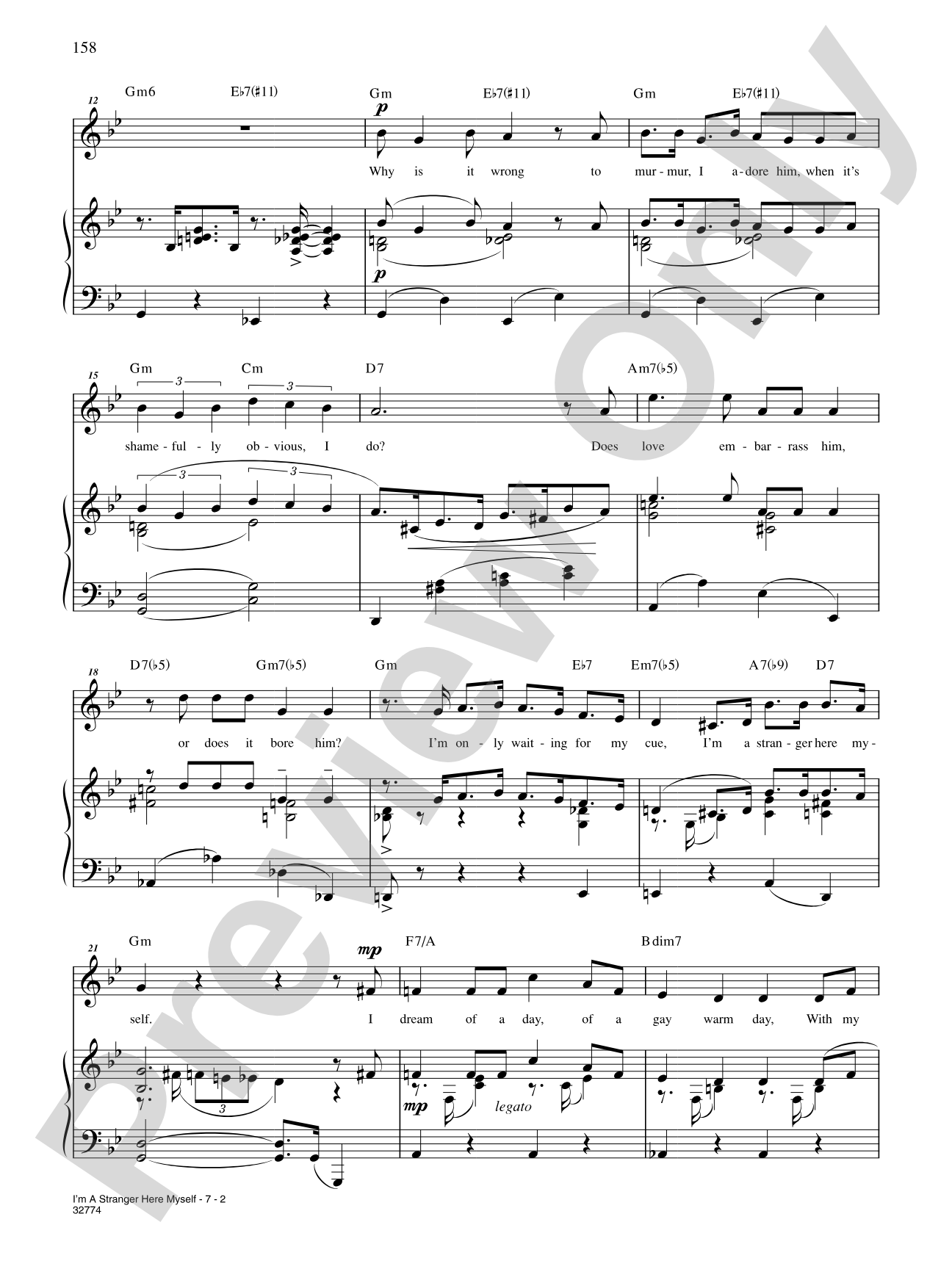 I'm a Stranger Here Myself: Piano/Vocal/Chords