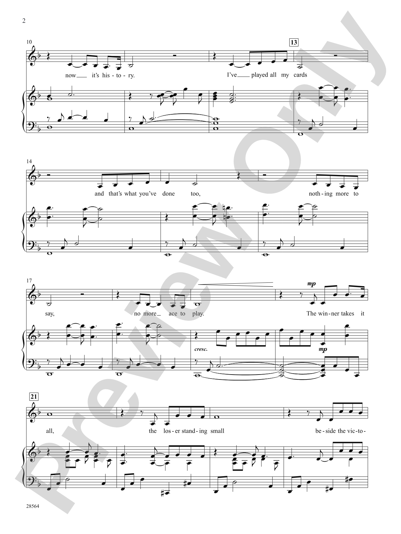 The Winner Takes It All (From "Mamma Mia!"): Piano/Vocal/Chords