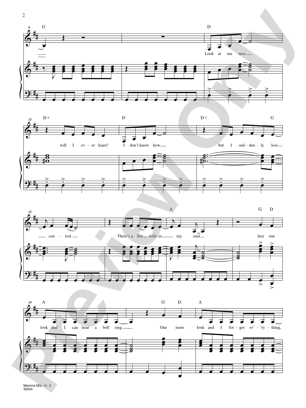 Mamma Mia (From "Mamma Mia!"): Piano/Vocal/Chords