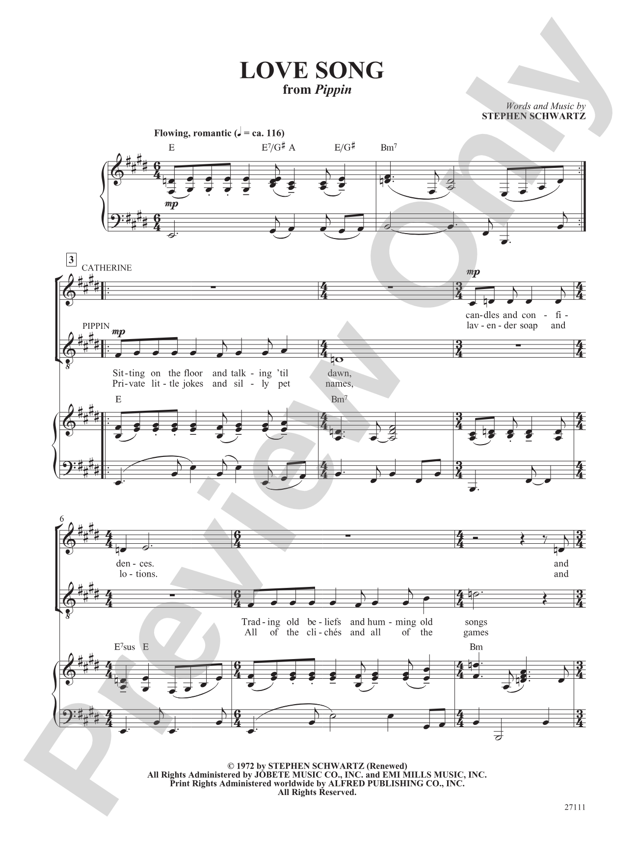 Love Song (From "Pippin"): Piano/Vocal/Chords