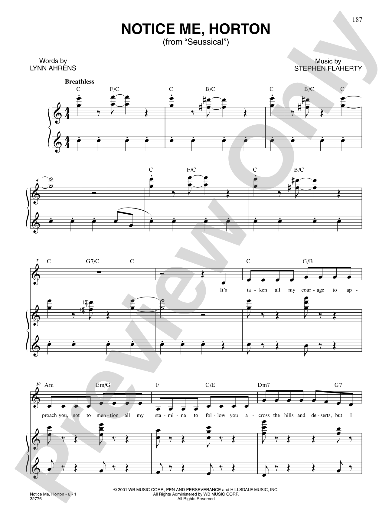 Notice Me, Horton (From "Seussical the Musical"): Piano/Vocal/Chords