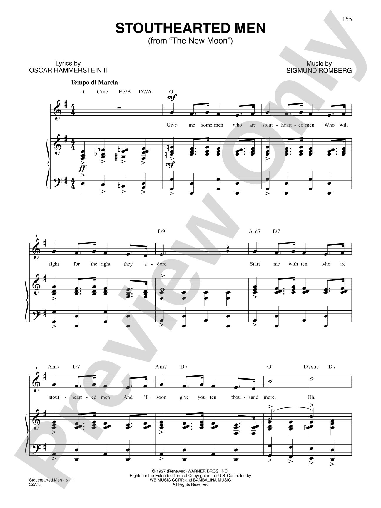 Stouthearted Men (From "The New Moon"): Piano/Vocal/Chords