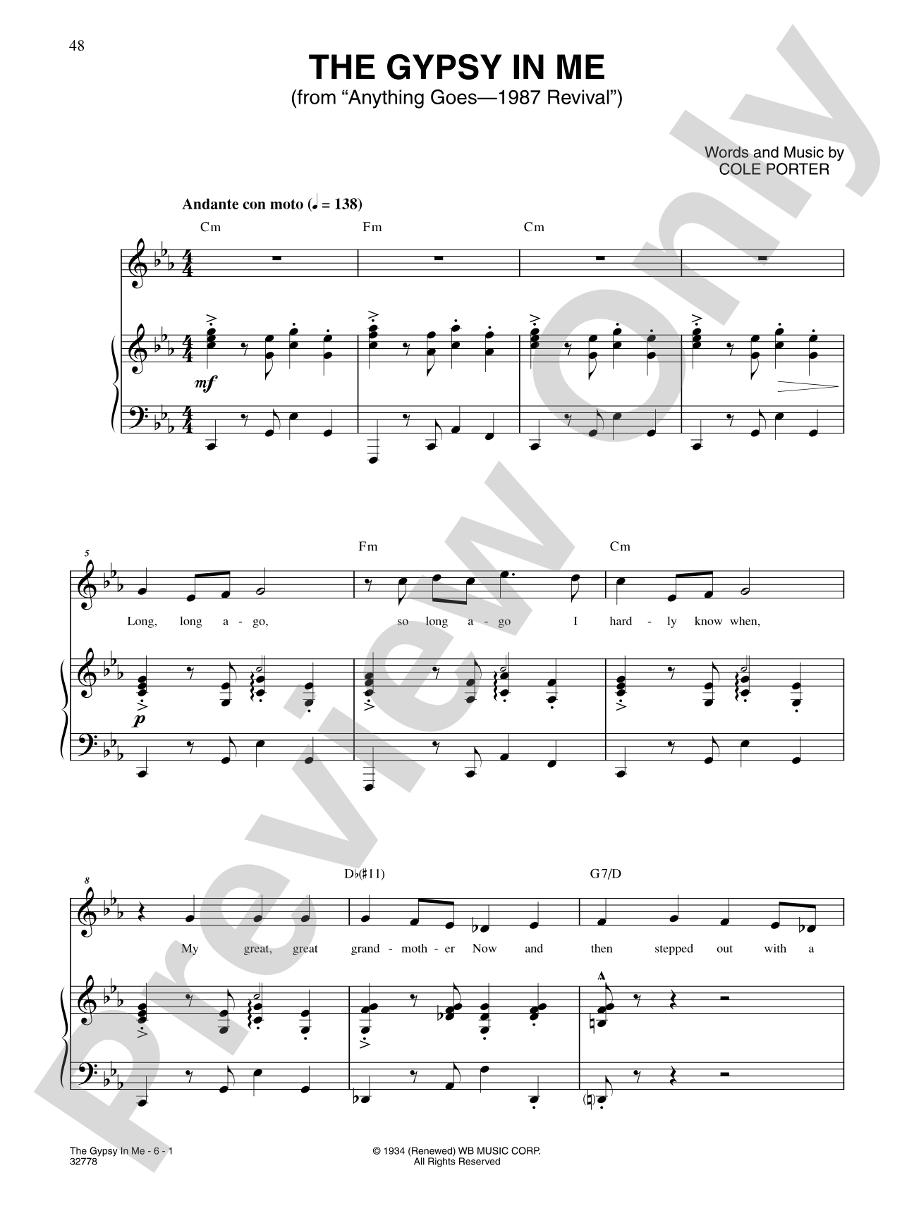 The Gypsy in Me: Piano/Vocal/Chords