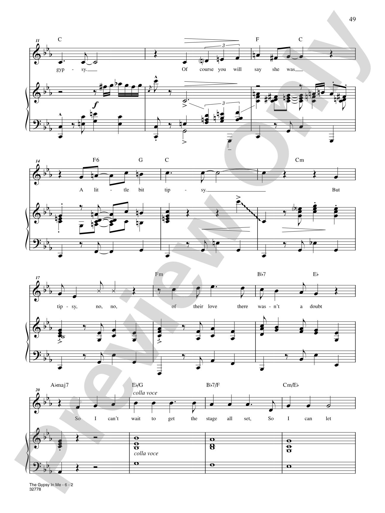 The Gypsy in Me: Piano/Vocal/Chords