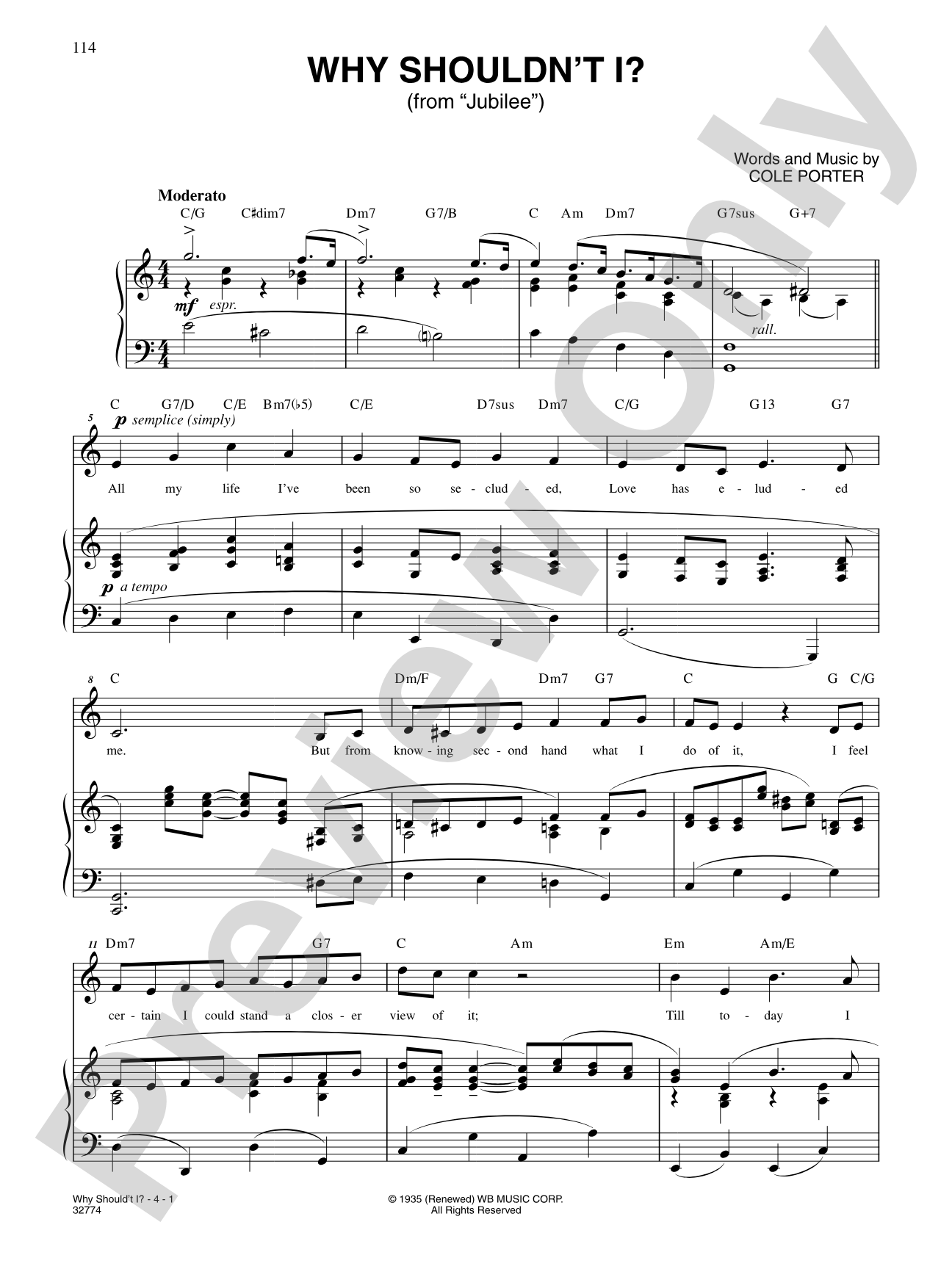 Why Shouldn't I? (From "Jubilee"): Piano/Vocal/Chords