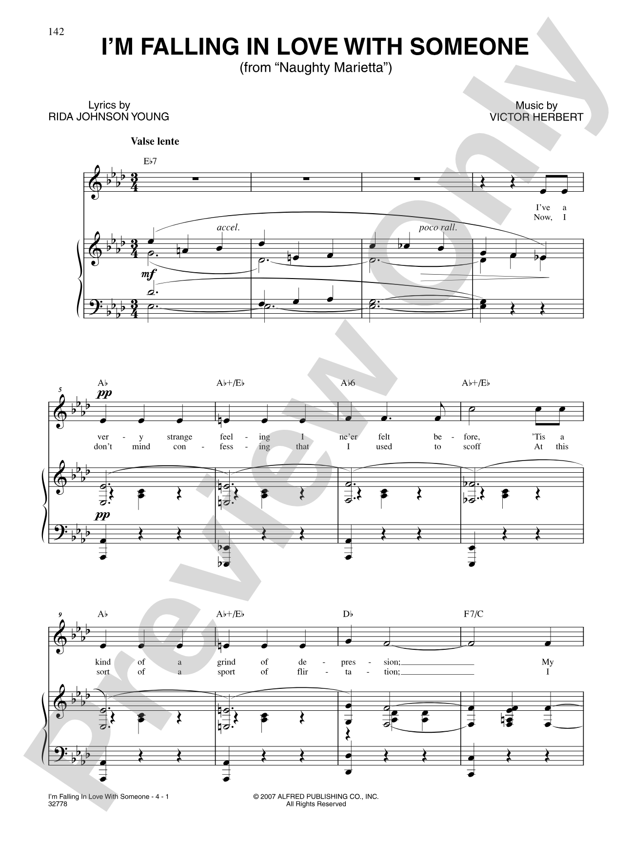 I'm Falling in Love with Someone (From "Naughty Marietta"): Piano/Vocal/Chords