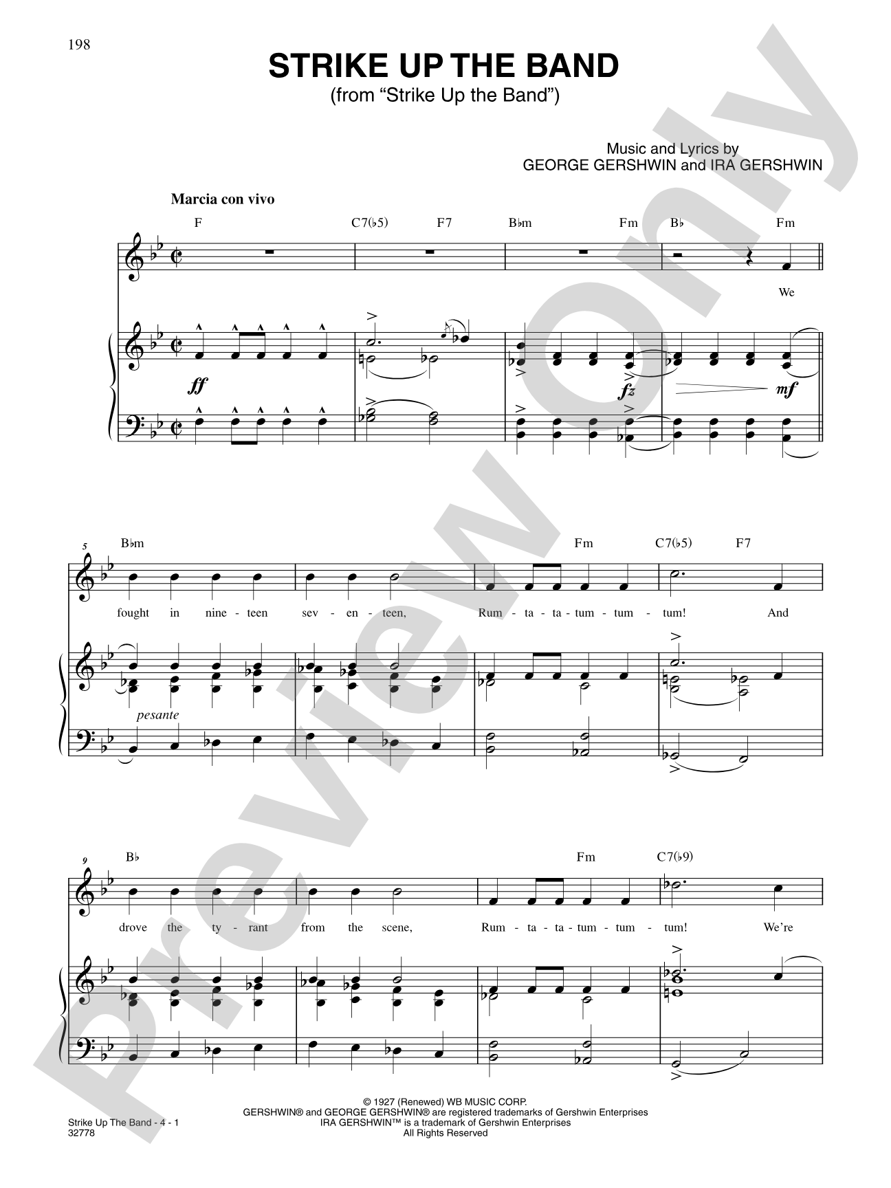 Strike up the Band! (From "Strike up the Band"): Piano/Vocal/Chords