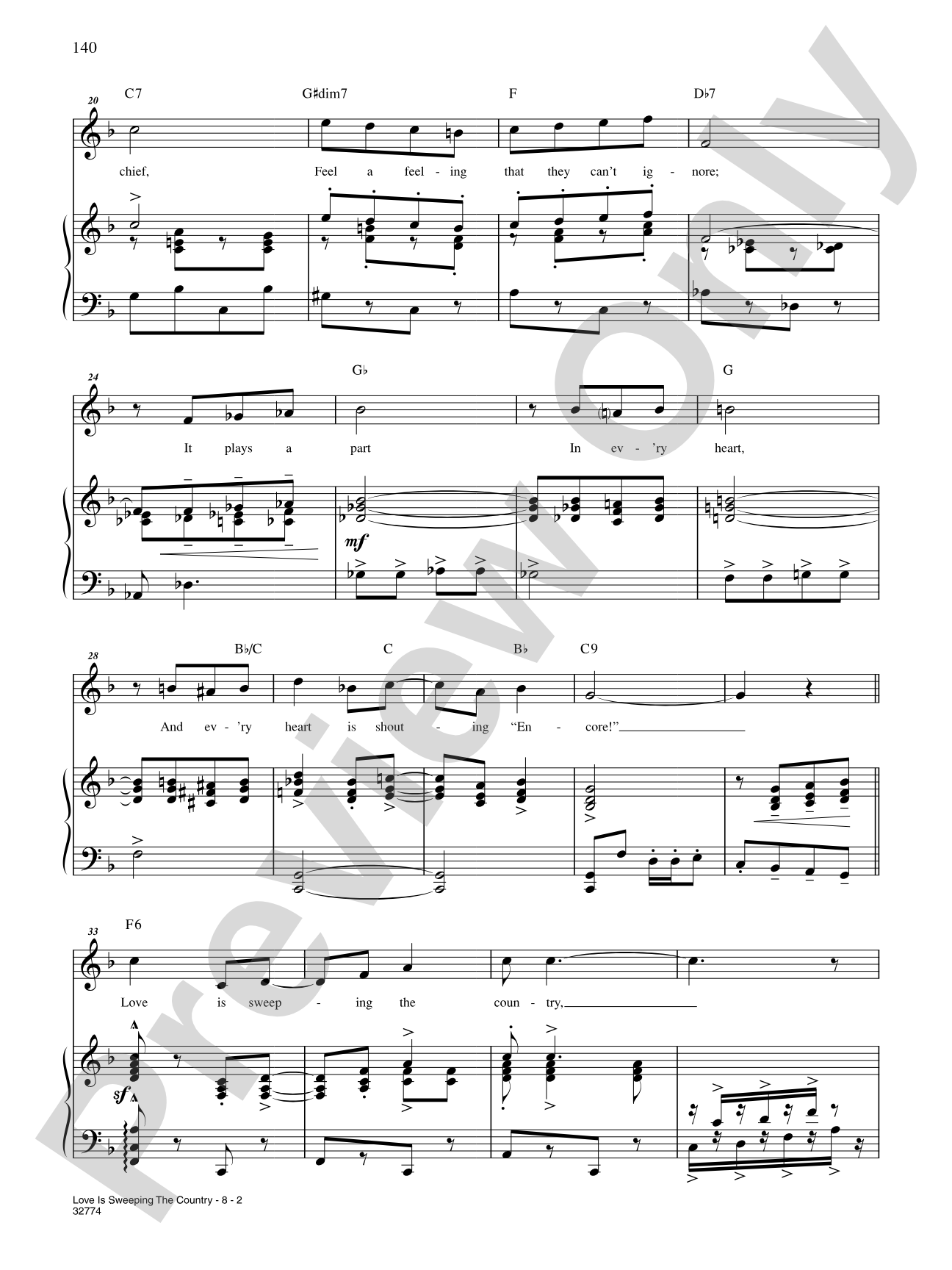 Love Is Sweeping the Country (From "of Thee I Sing"): Piano/Vocal/Chords