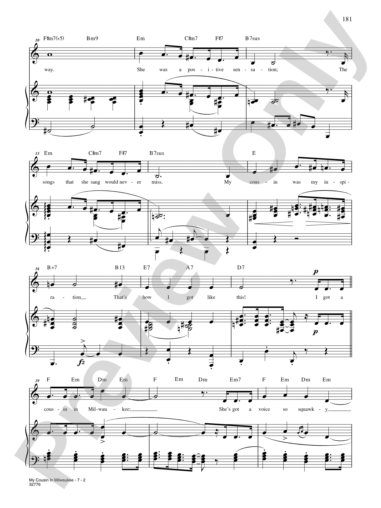 My Cousin in Milwaukee (From "Pardon My English"): Piano/Vocal/Chords