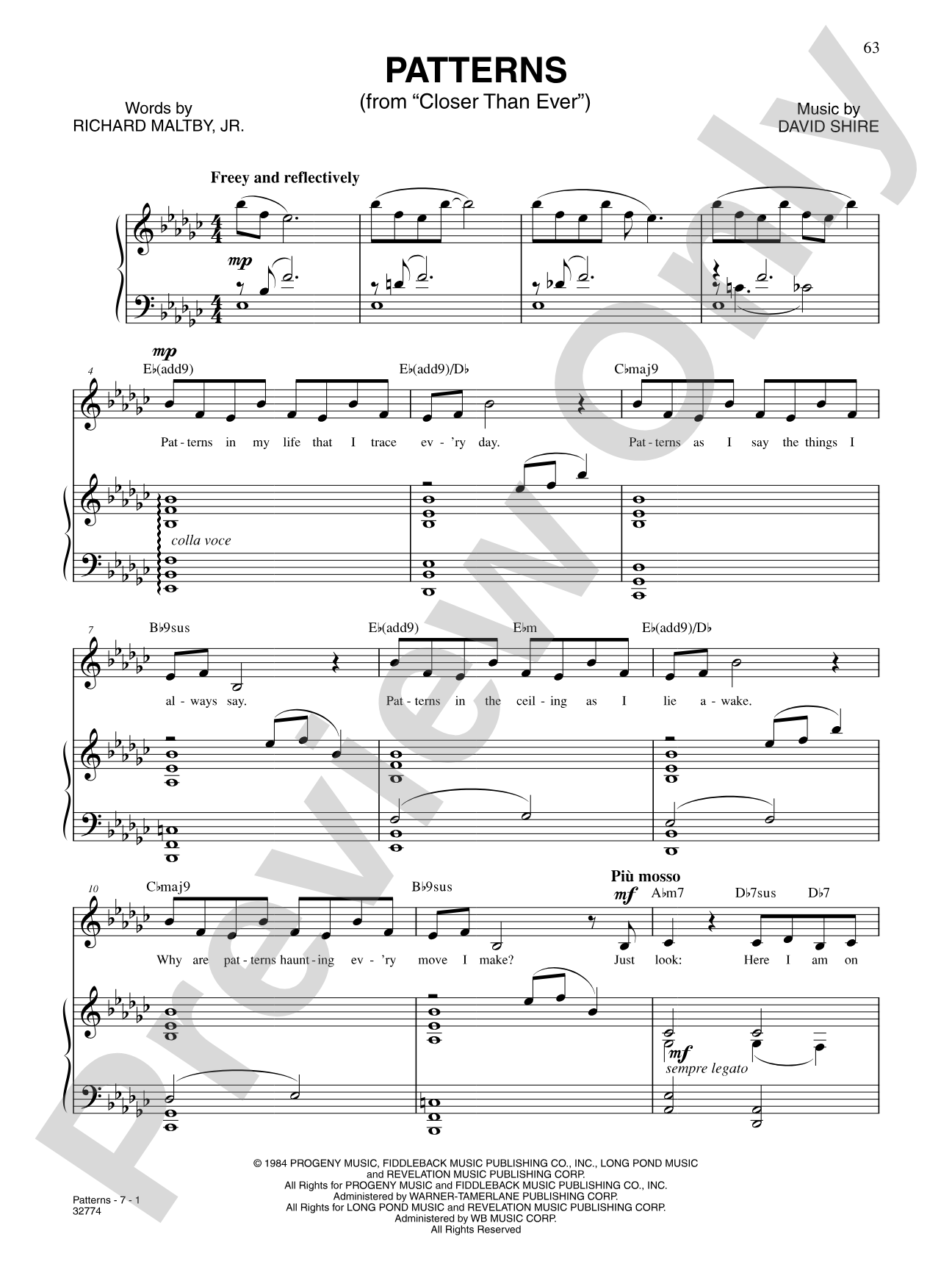 Patterns (From "Baby"): Piano/Vocal/Chords