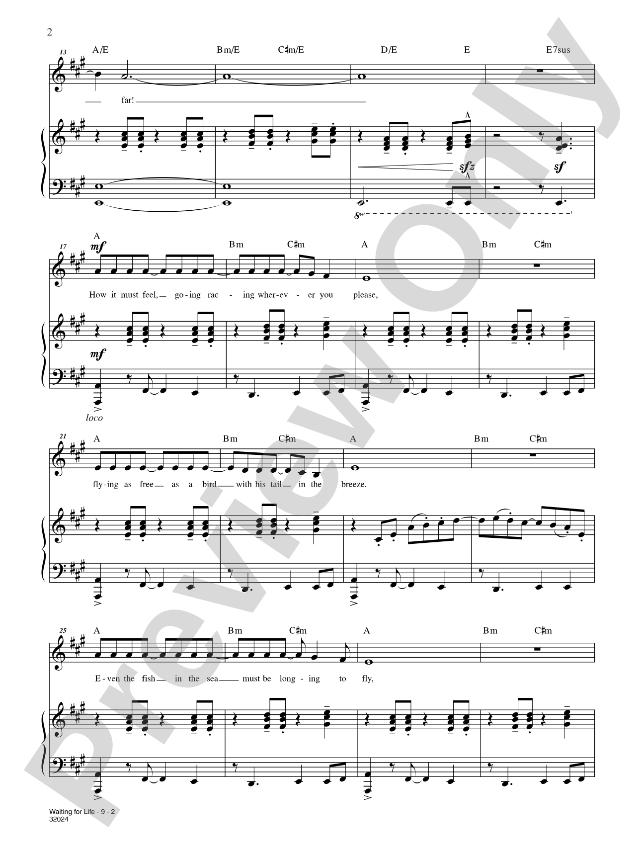 Waiting for Life (From "Once on This Island"): Piano/Vocal/Chords