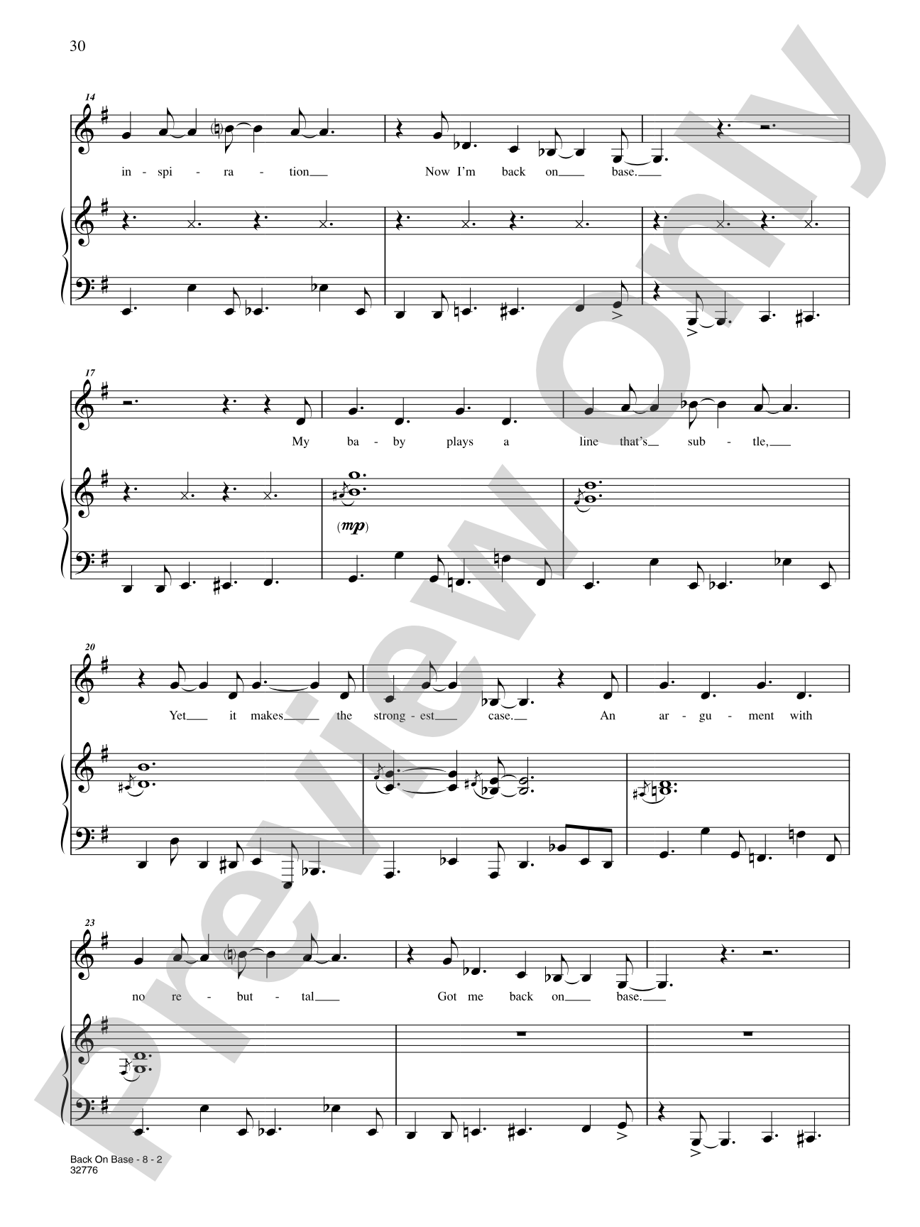 Back on Base (From "Closer than Ever"): Piano/Vocal/Chords