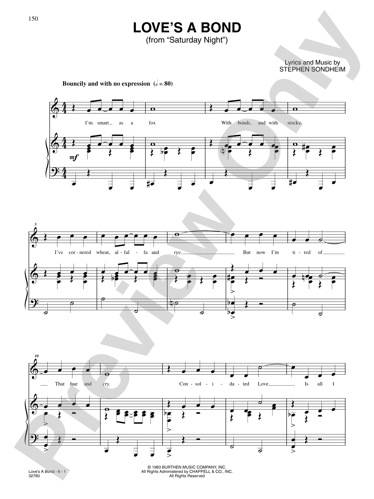 Love's a Bond (From "Saturday Night"): Piano/Vocal/Chords