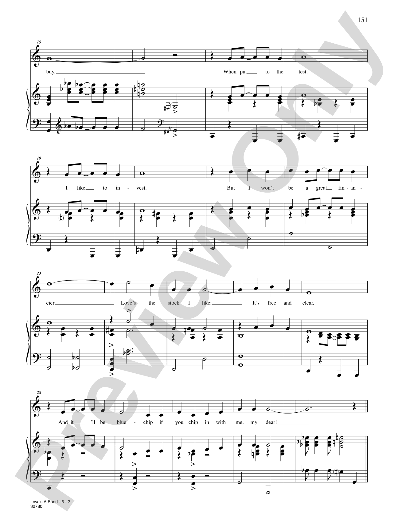 Love's a Bond (From "Saturday Night"): Piano/Vocal/Chords