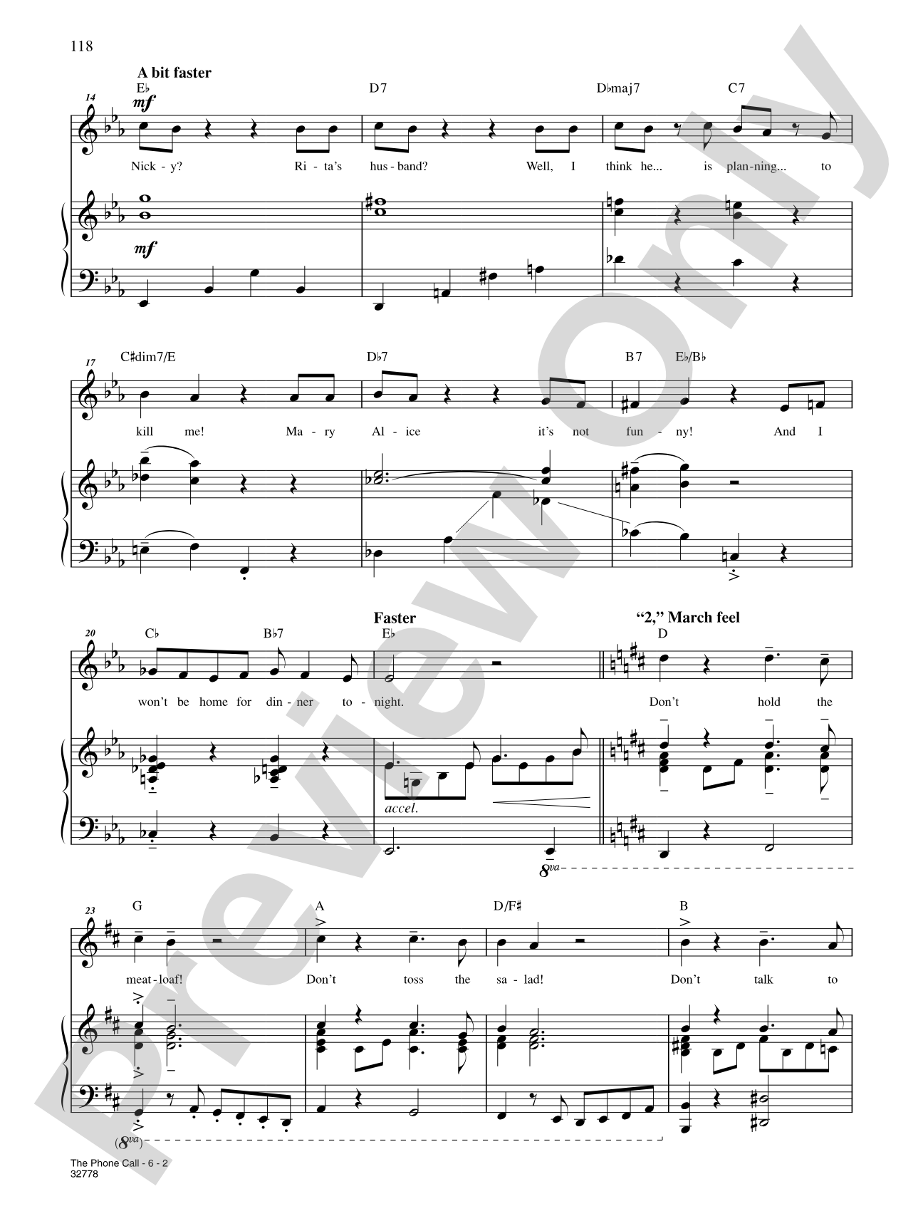 The Phone Call (From "Lucky Stiff"): Piano/Vocal/Chords