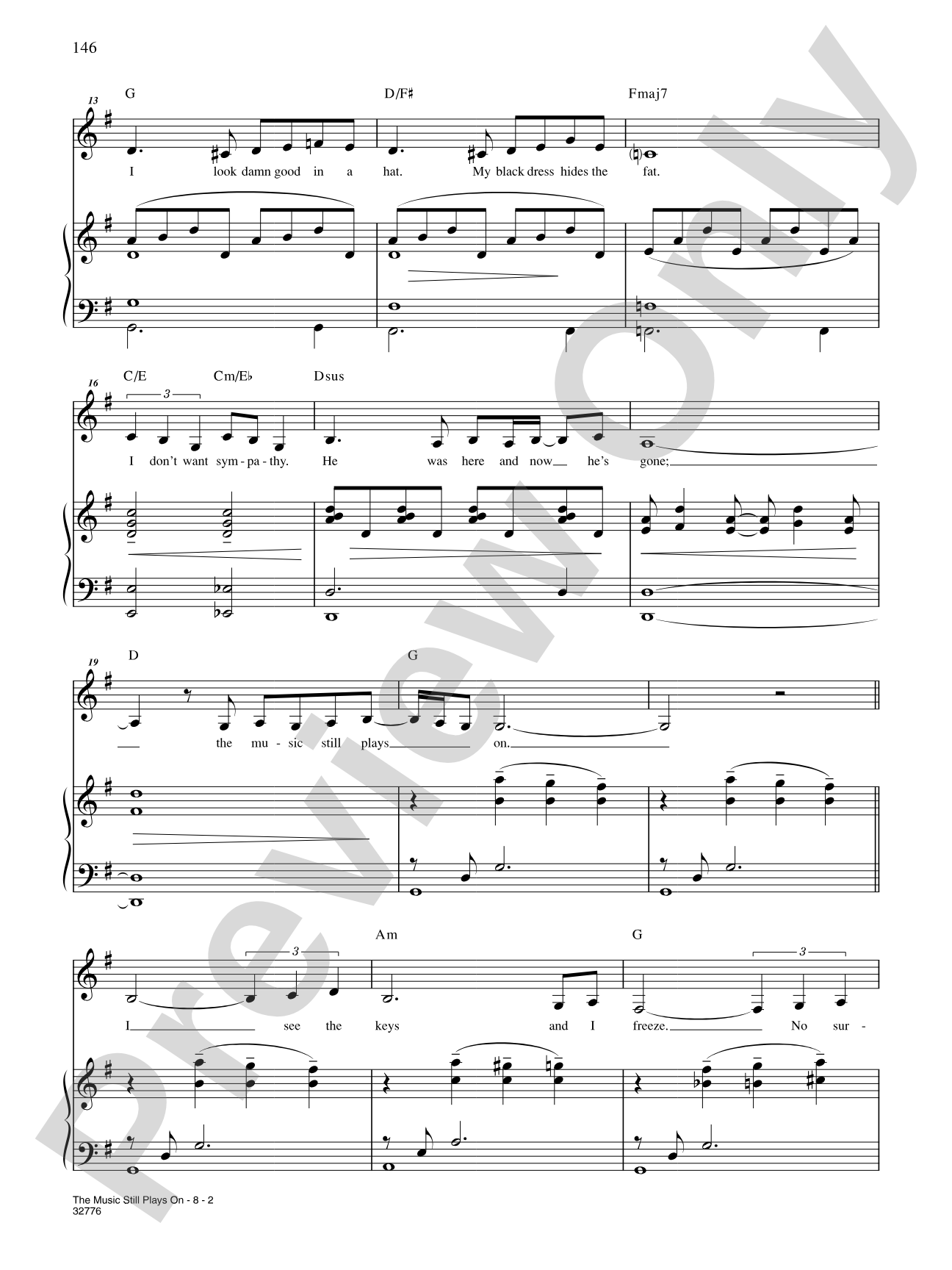 The Music Still Plays On (From "A New Brain"): Piano/Vocal/Chords