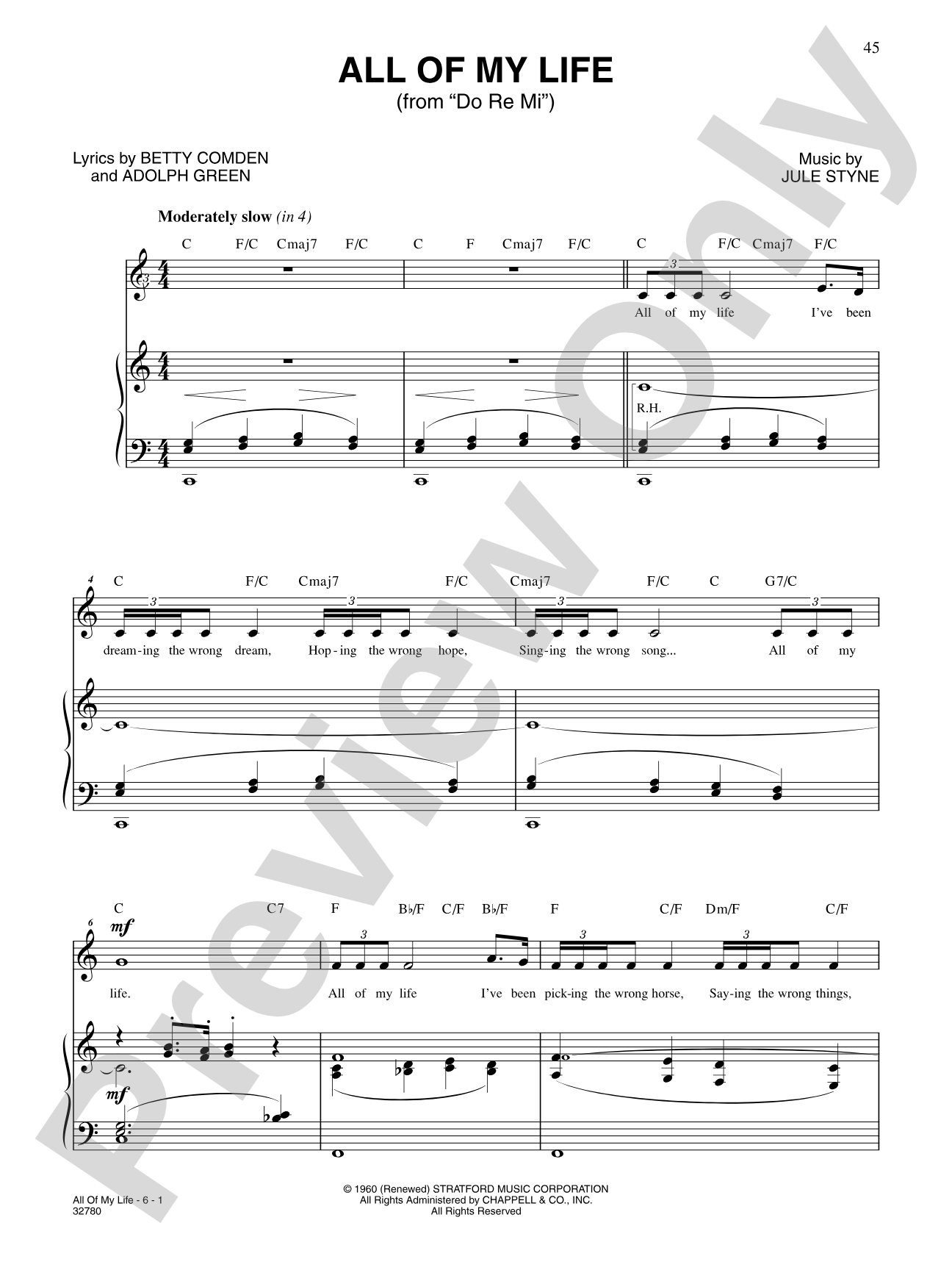 All of My Life (From "Do, Re, Mi"): Piano/Vocal/Chords