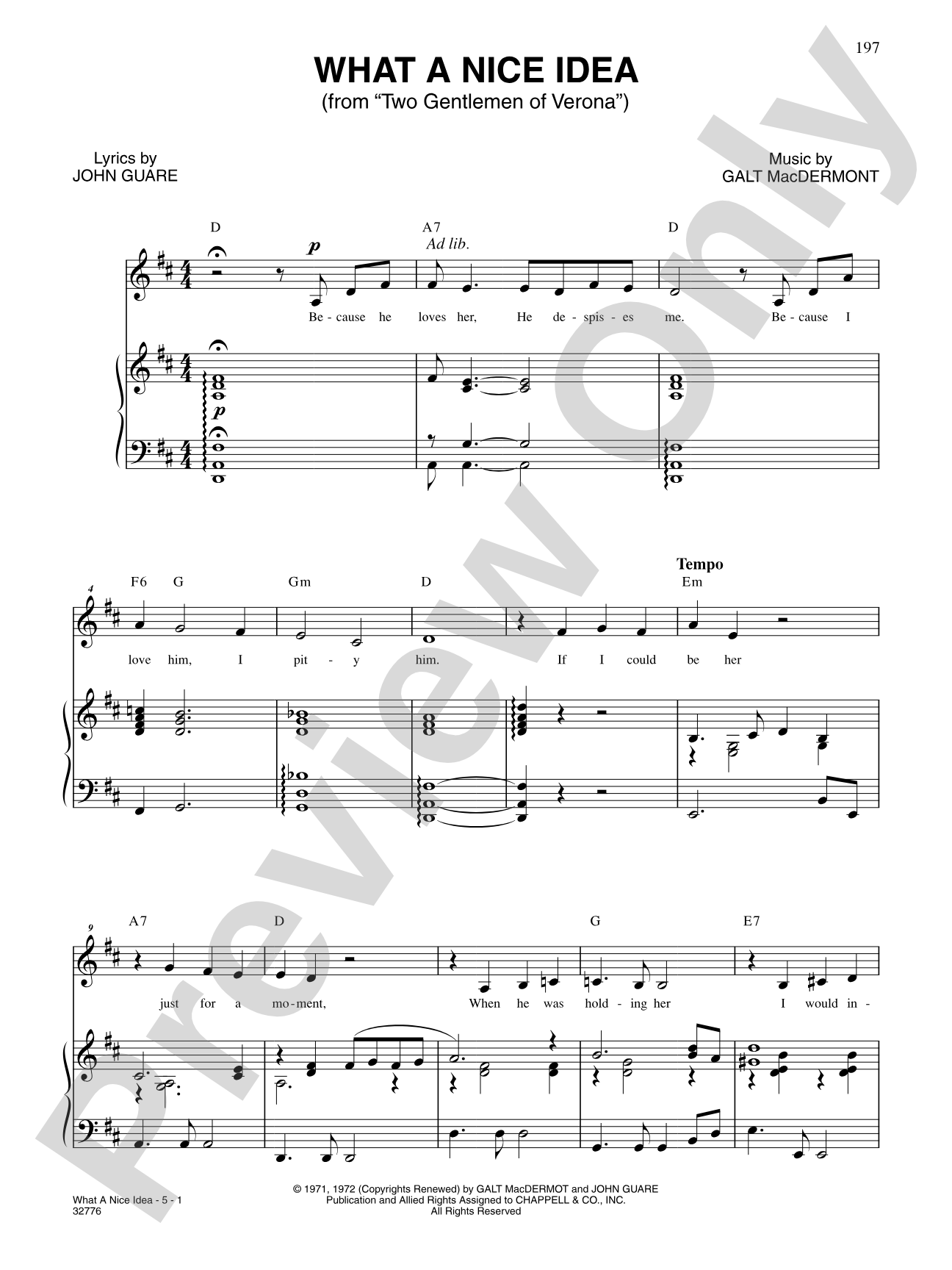 What a Nice Idea? (From "Two Gentlemen of Verona"): Piano/Vocal/Chords