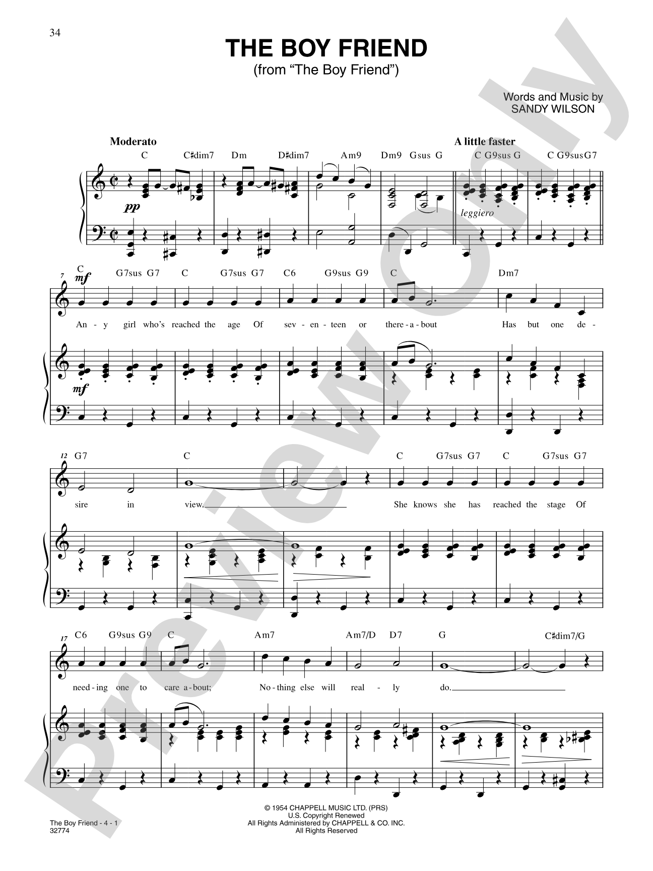 The Boy Friend (From "the Boy Friend"): Piano/Vocal/Chords