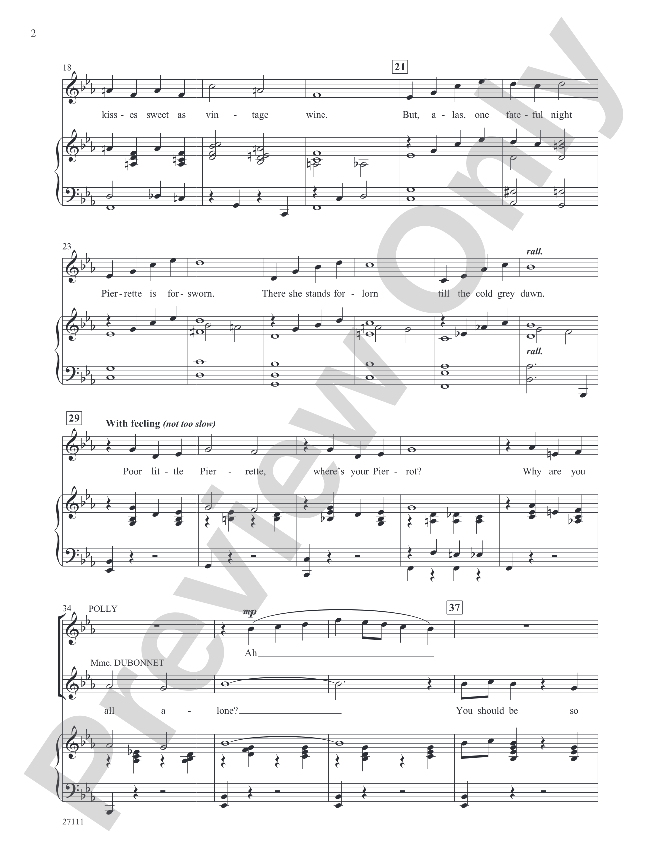 Poor Little Pierette (From "the Boyfriend"): Piano/Vocal/Chords