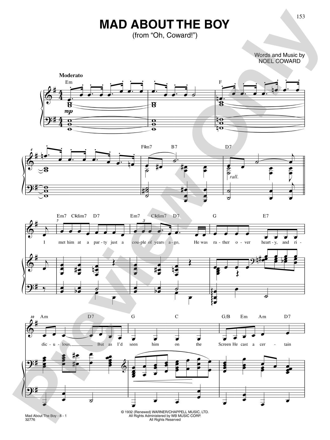 Mad About the Boy (From "Words and Music"): Piano/Vocal/Chords