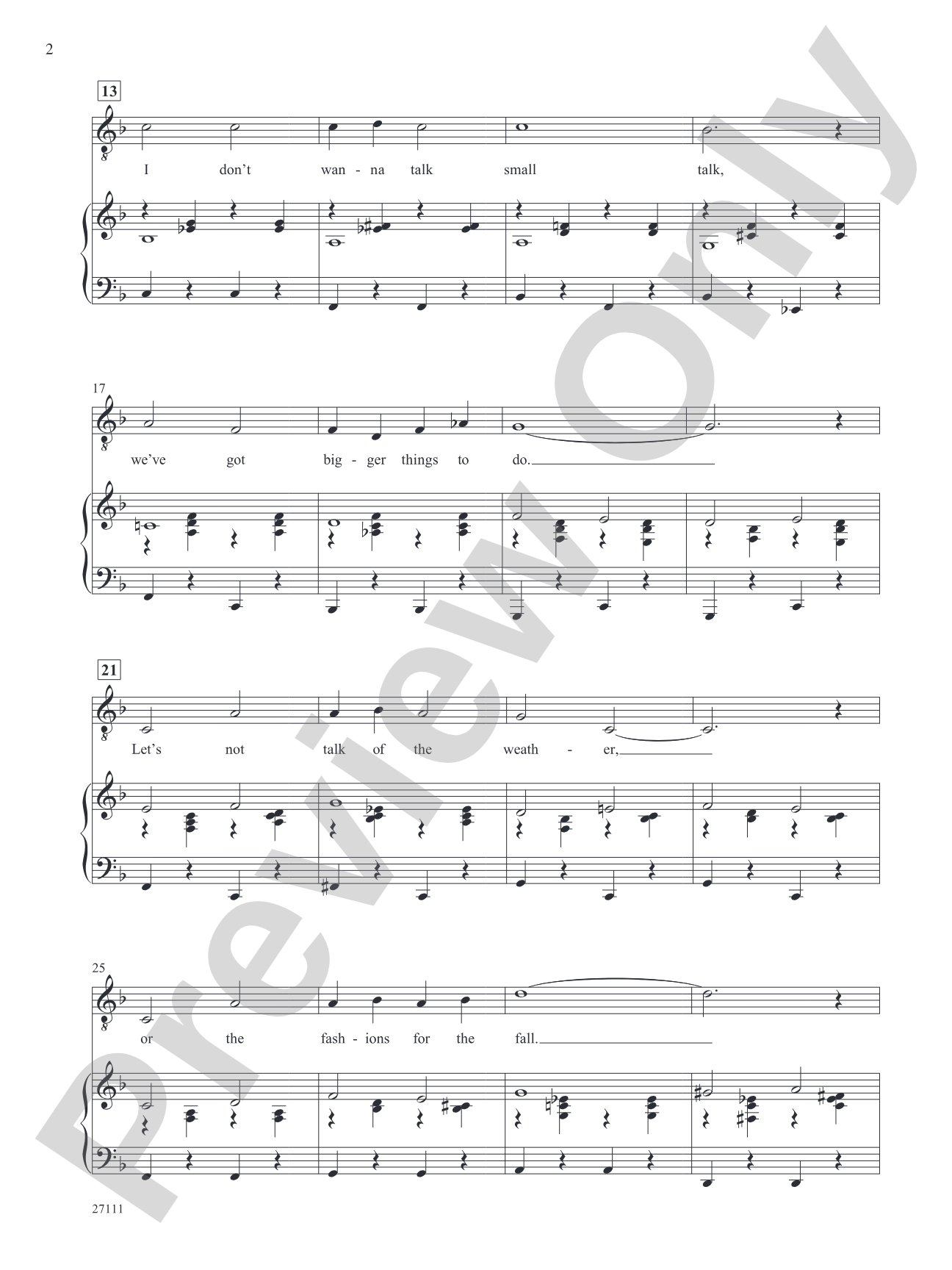 Small Talk (From "the Pajama Game"): Piano/Vocal/Chords