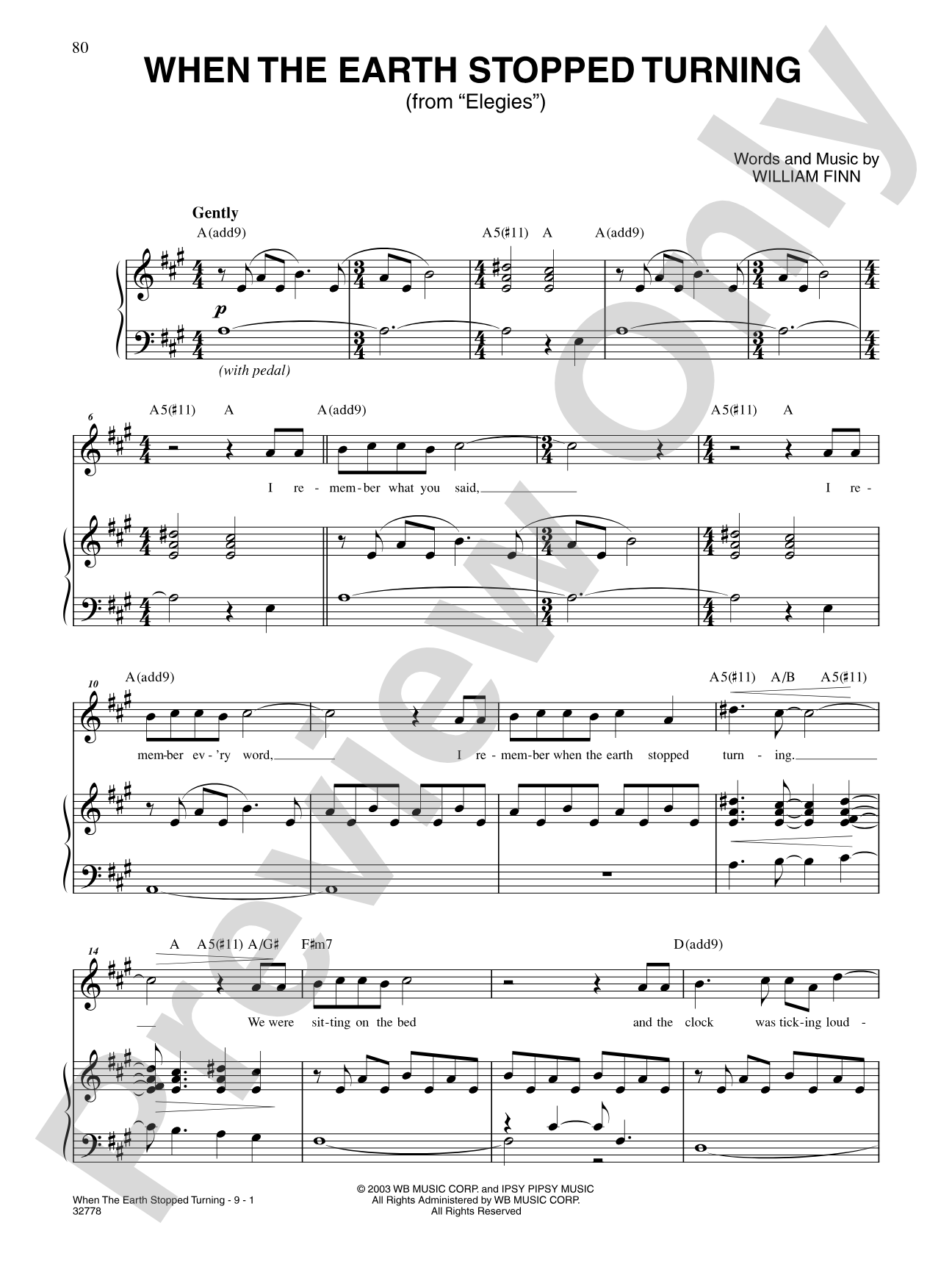 When the Earth Stopped Turning (From "Elegies: A Song Cycle"): Piano/Vocal/Chords