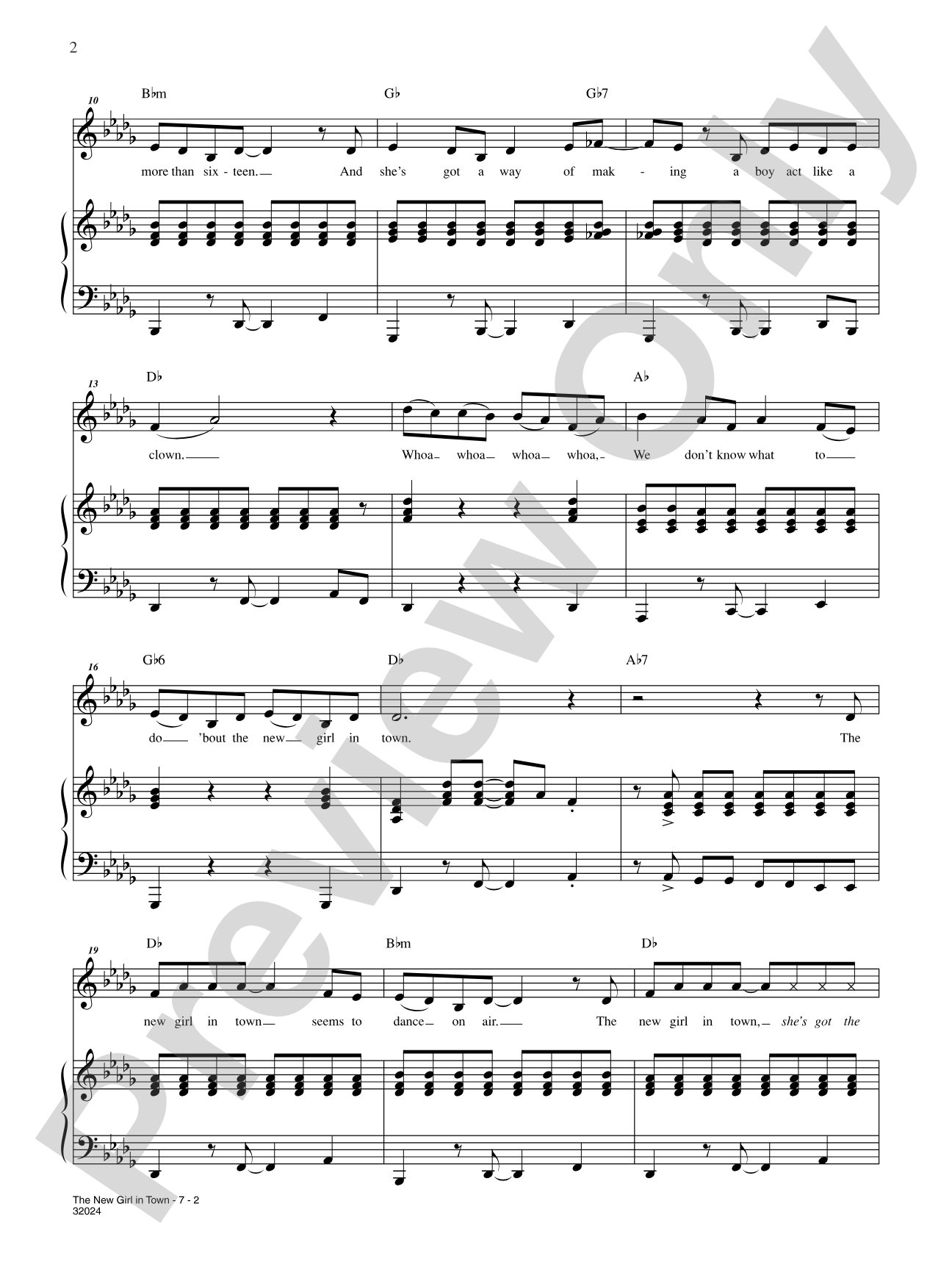 The New Girl in Town (From "Hairspray"): Piano/Vocal/Chords