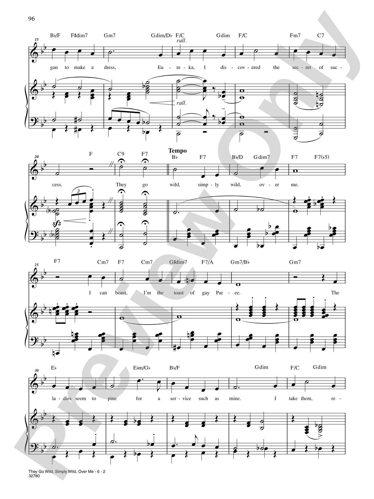 They Go Wild Simply Wild Over Me (From "Irene"): Piano/Vocal/Chords