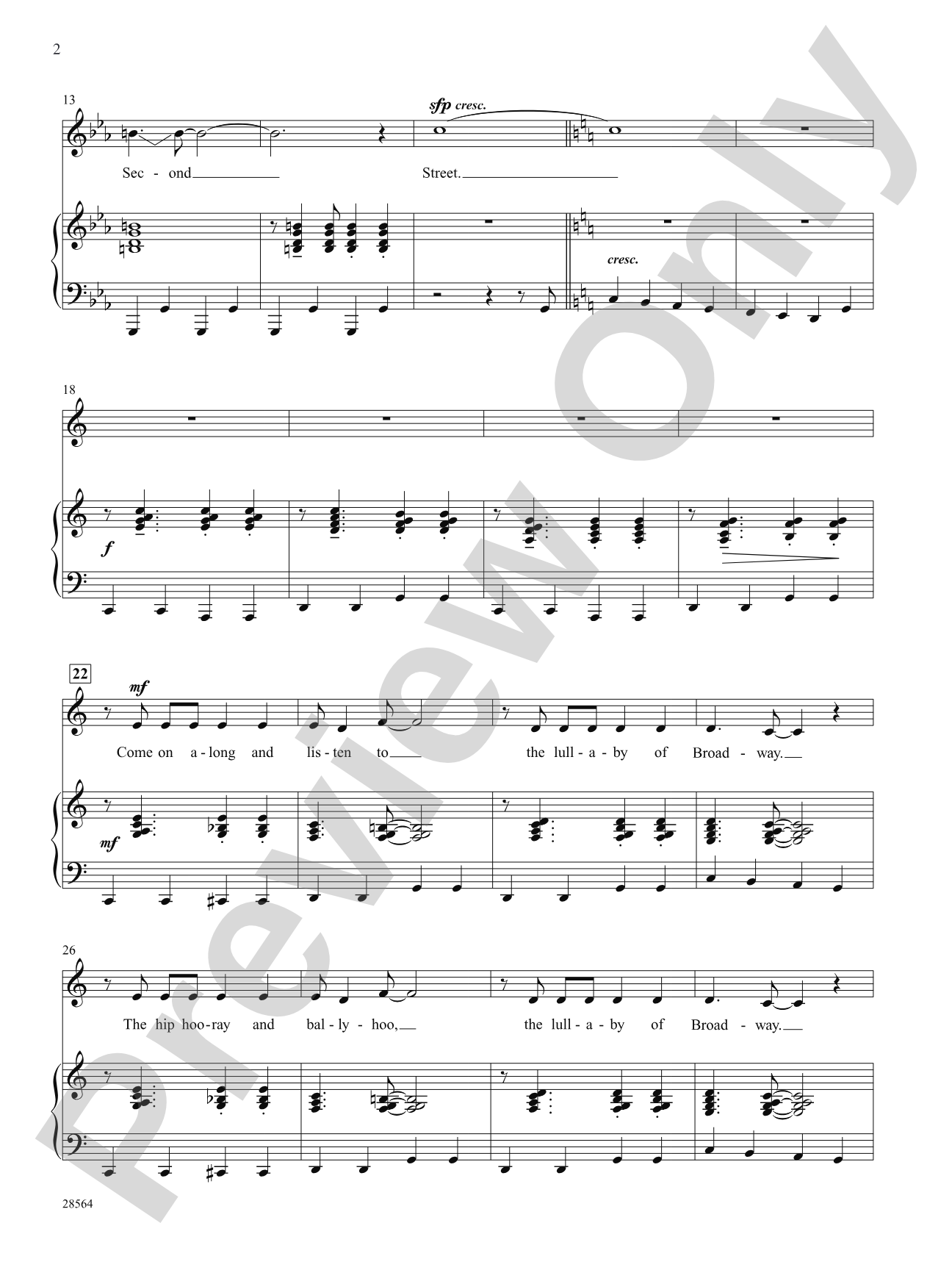 Lullaby of Broadway/Forty-second Street (Medley): Piano/Vocal/Chords